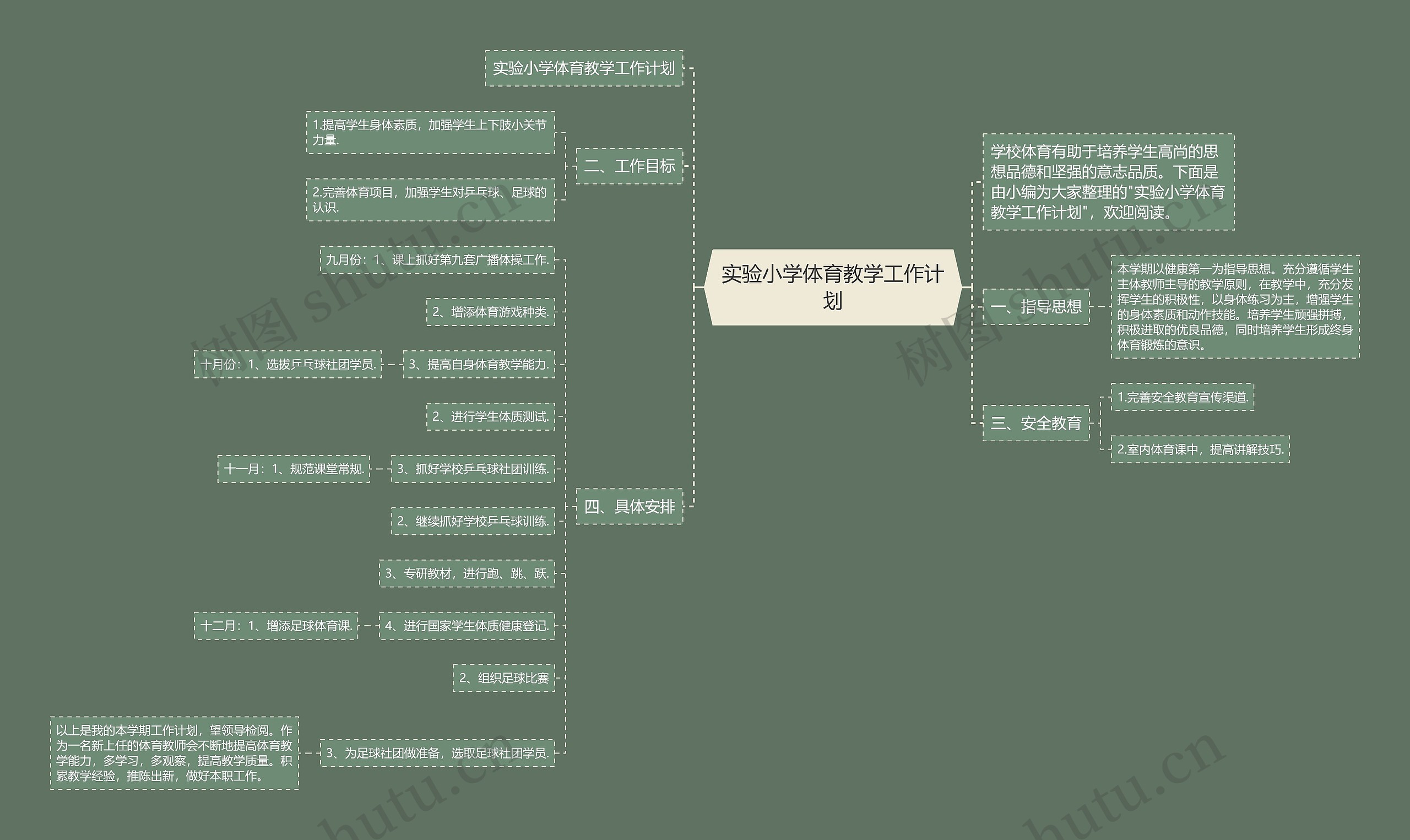 实验小学体育教学工作计划思维导图