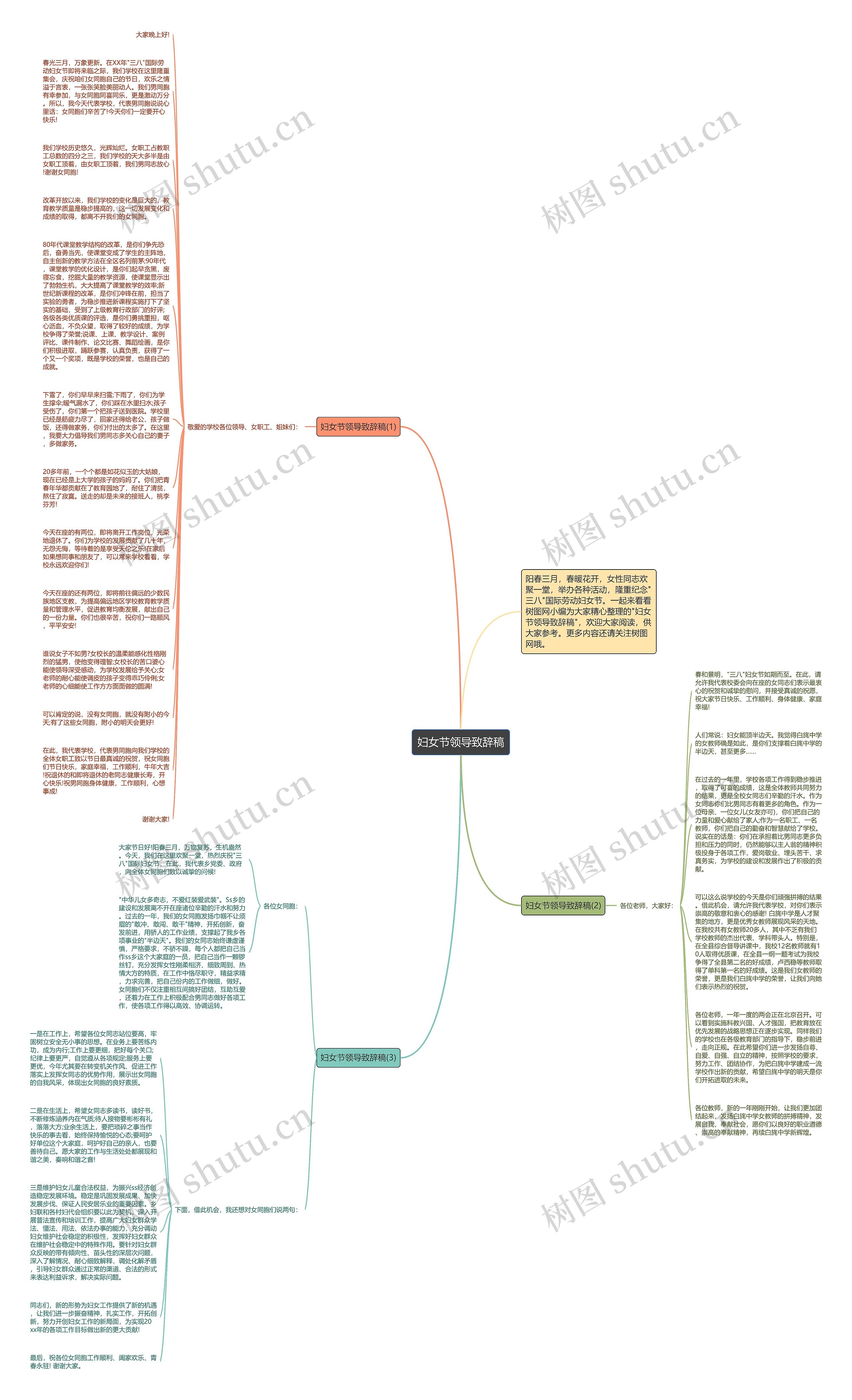 妇女节领导致辞稿思维导图