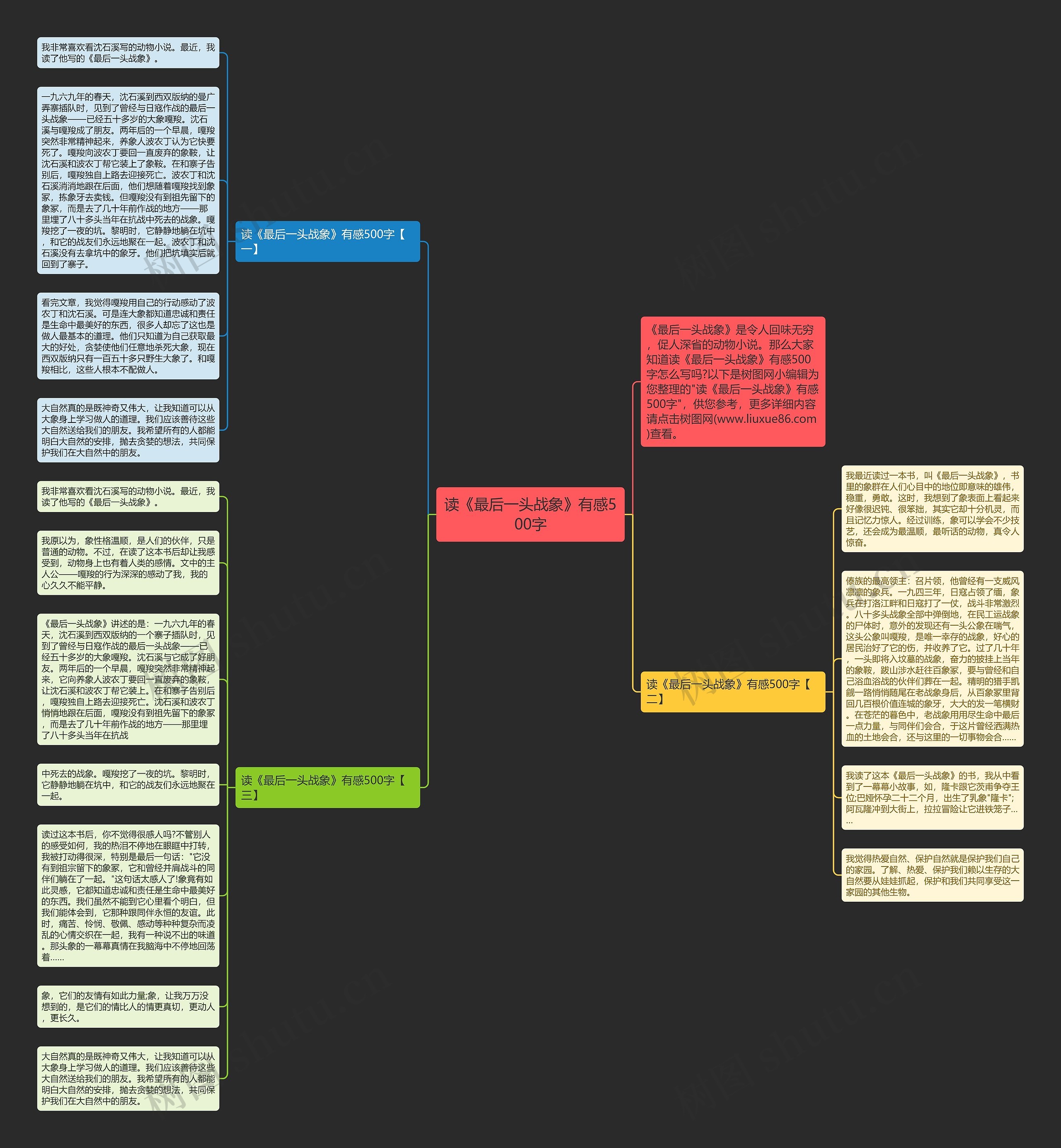 读《最后一头战象》有感500字思维导图