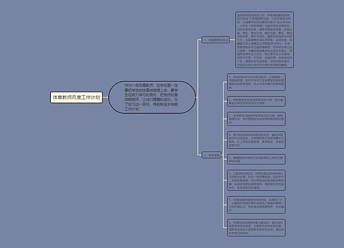 体育教师月度工作计划