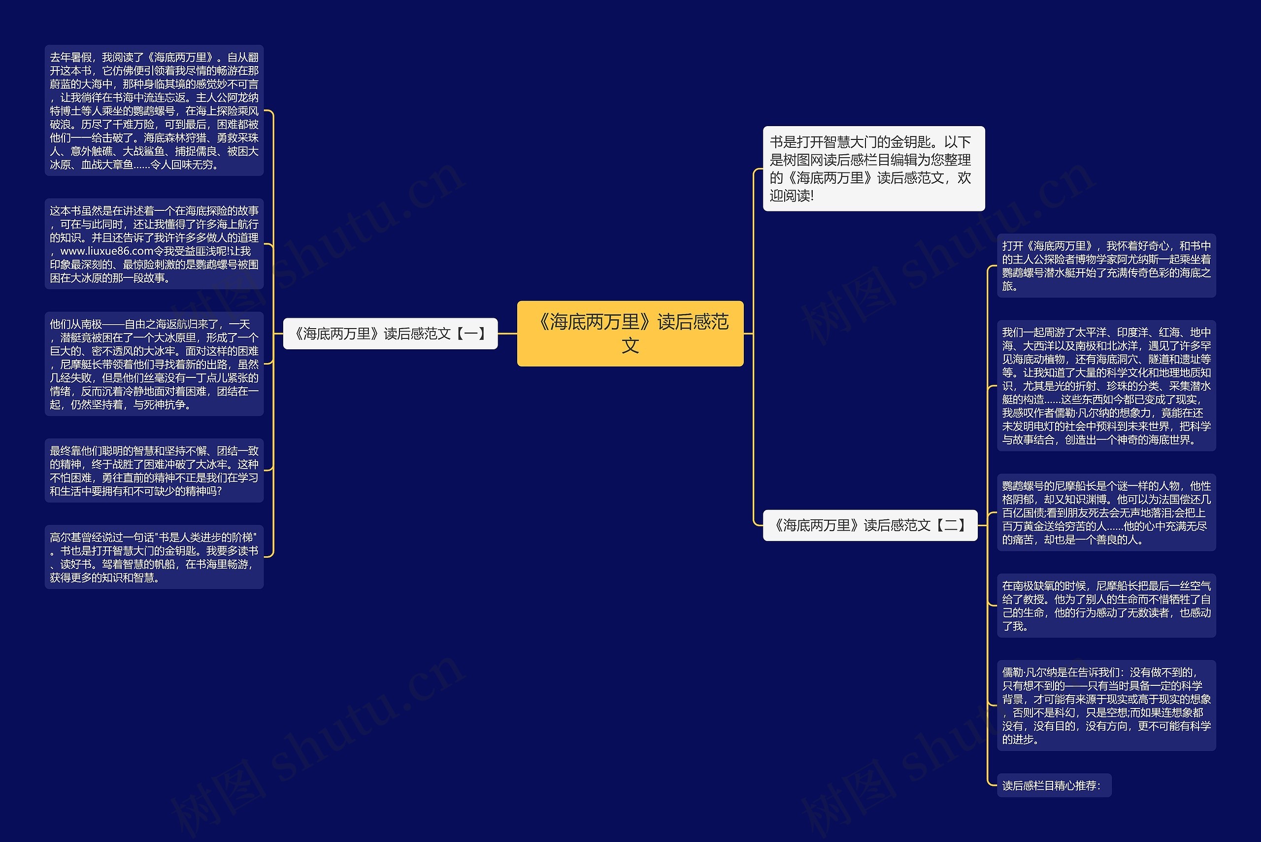 《海底两万里》读后感范文思维导图