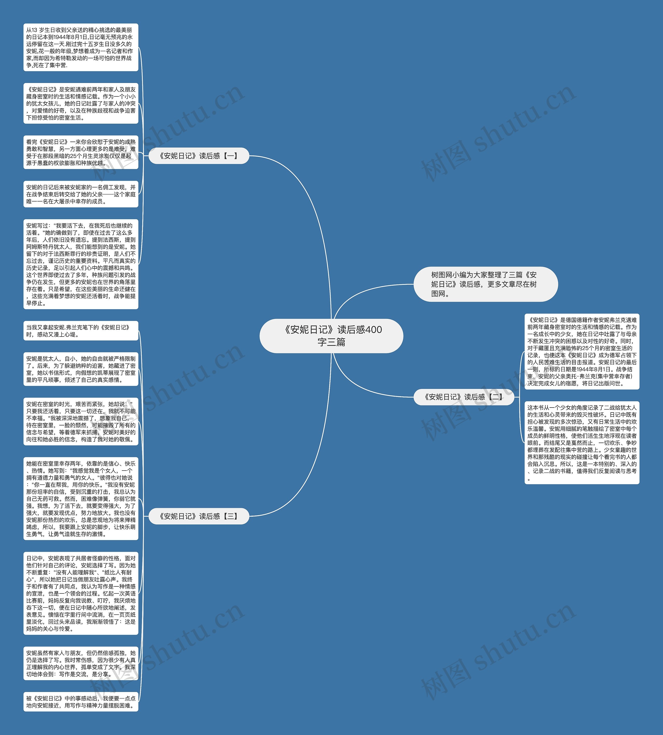 《安妮日记》读后感400字三篇思维导图