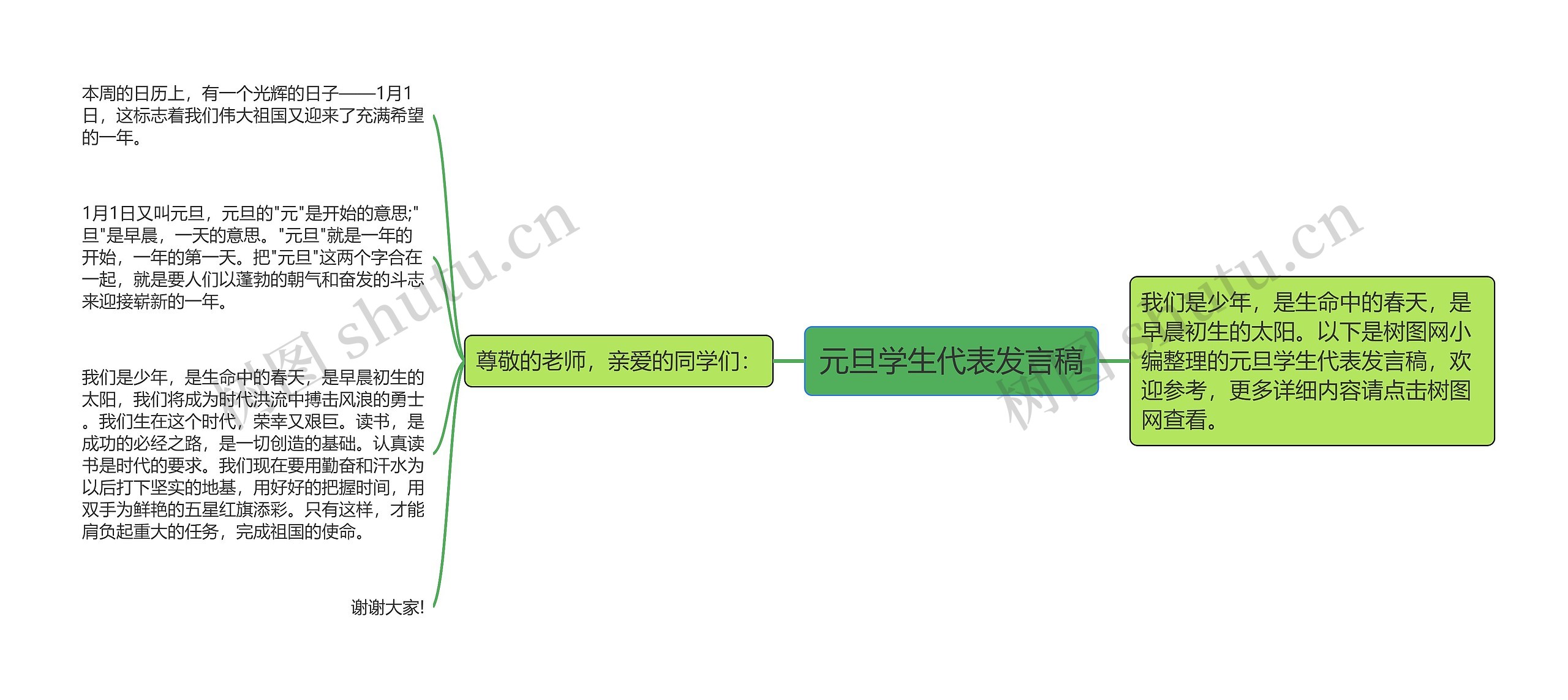 元旦学生代表发言稿思维导图