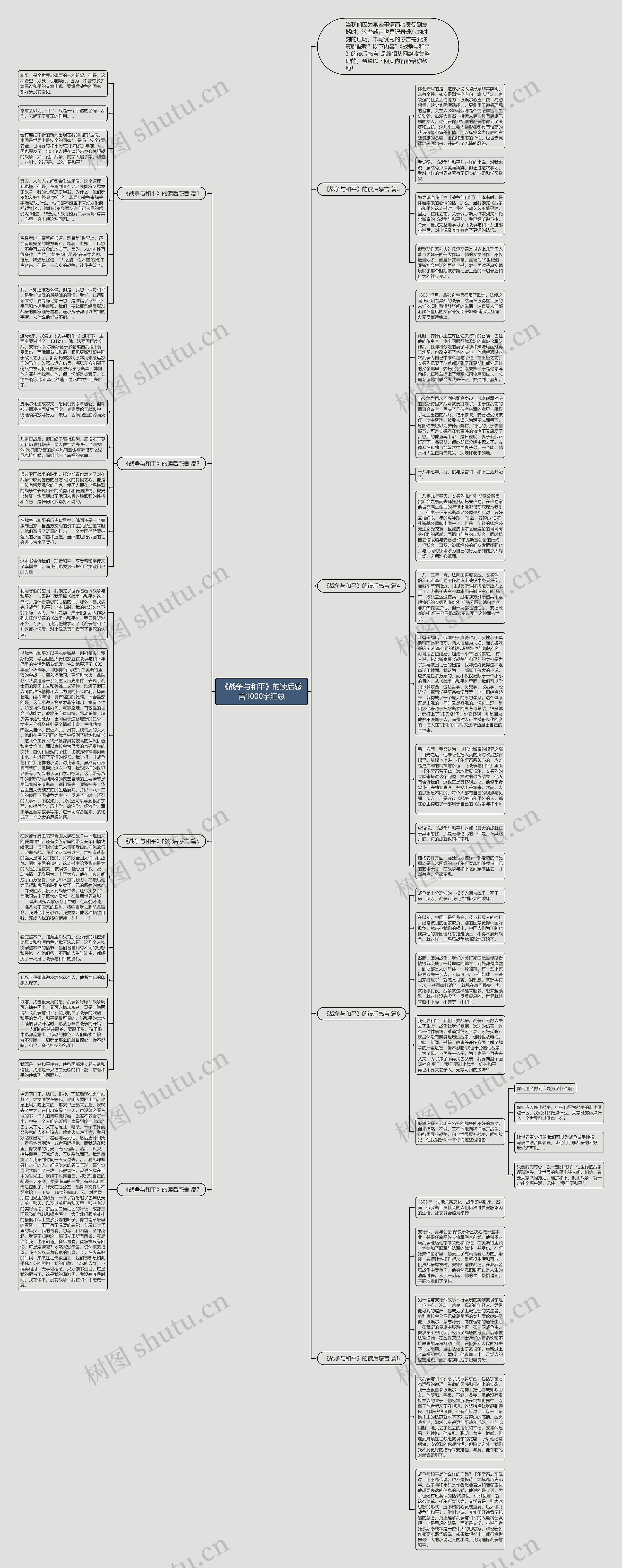 《战争与和平》的读后感言1000字汇总思维导图