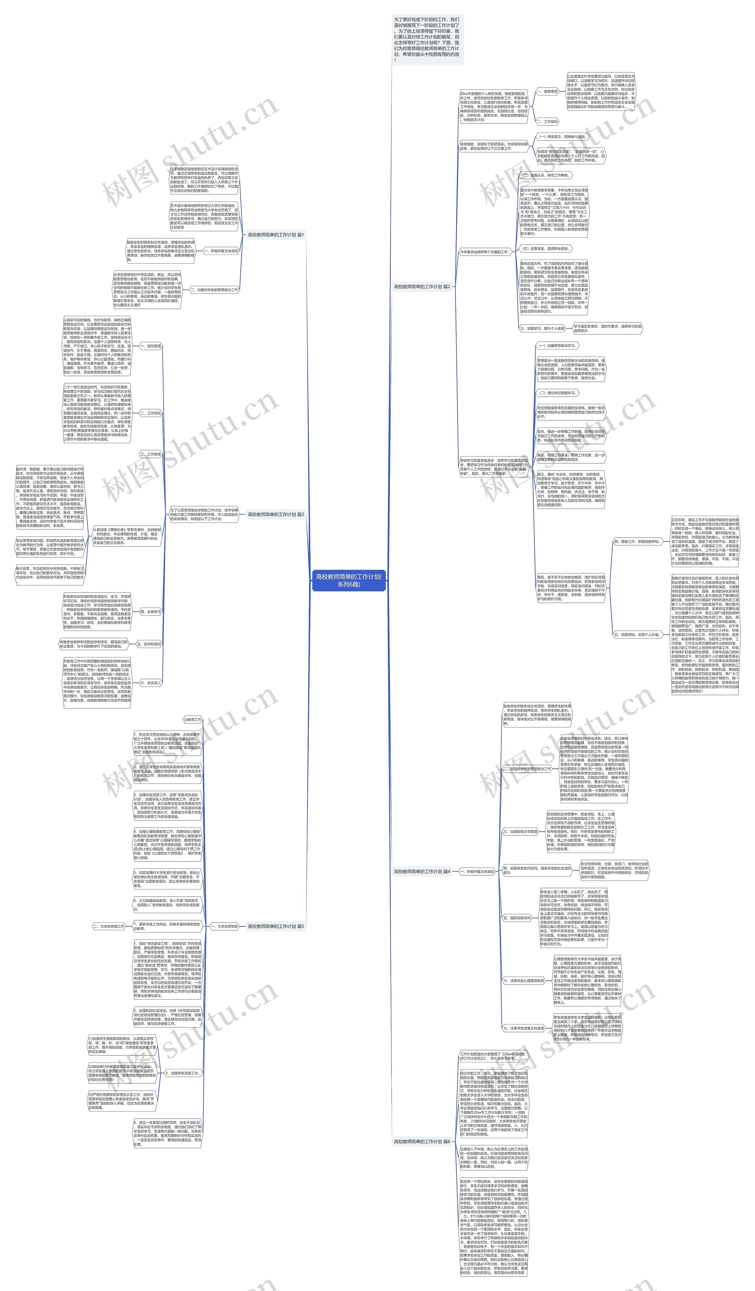 高校教师简单的工作计划(系列6篇)思维导图