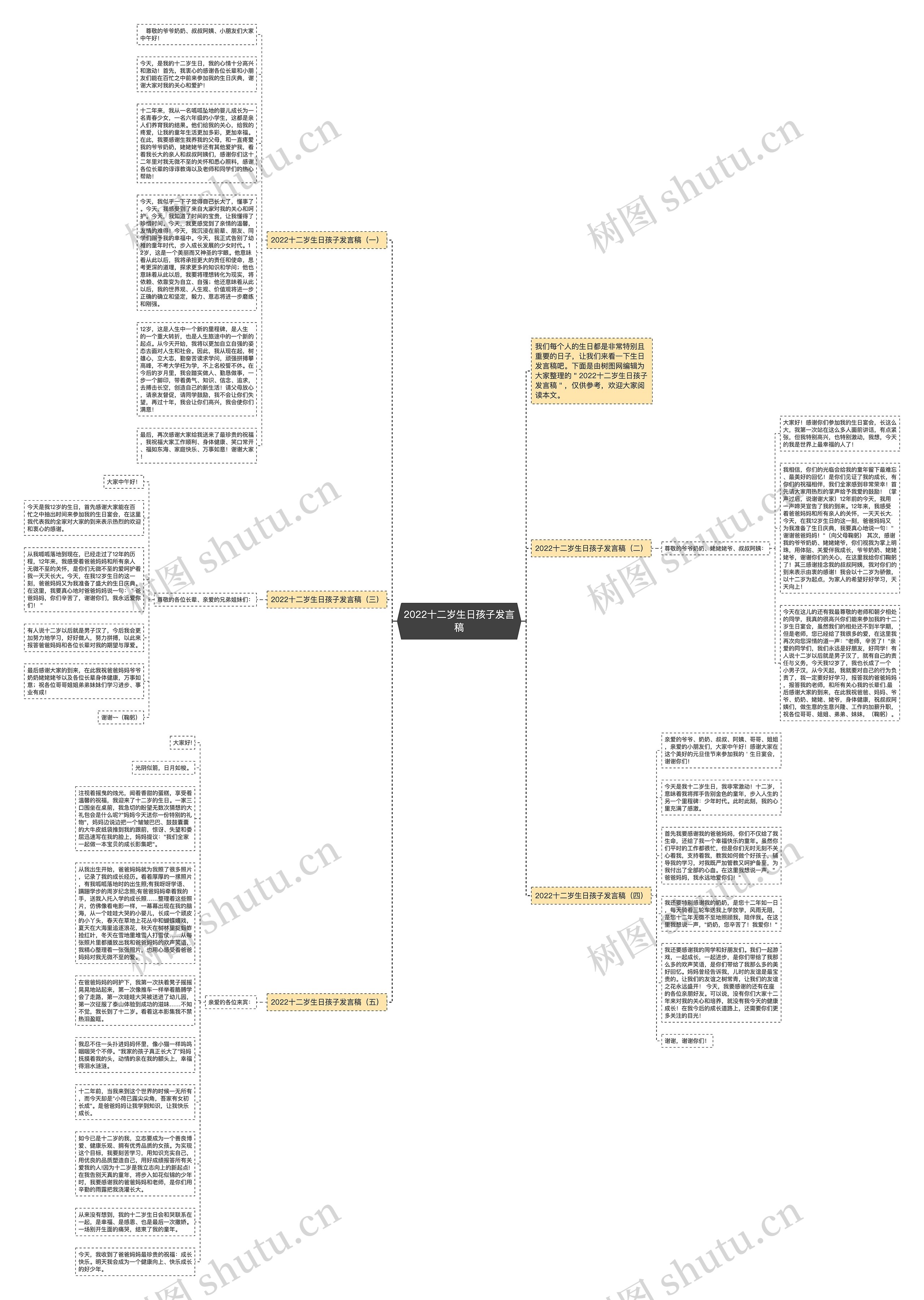 2022十二岁生日孩子发言稿思维导图