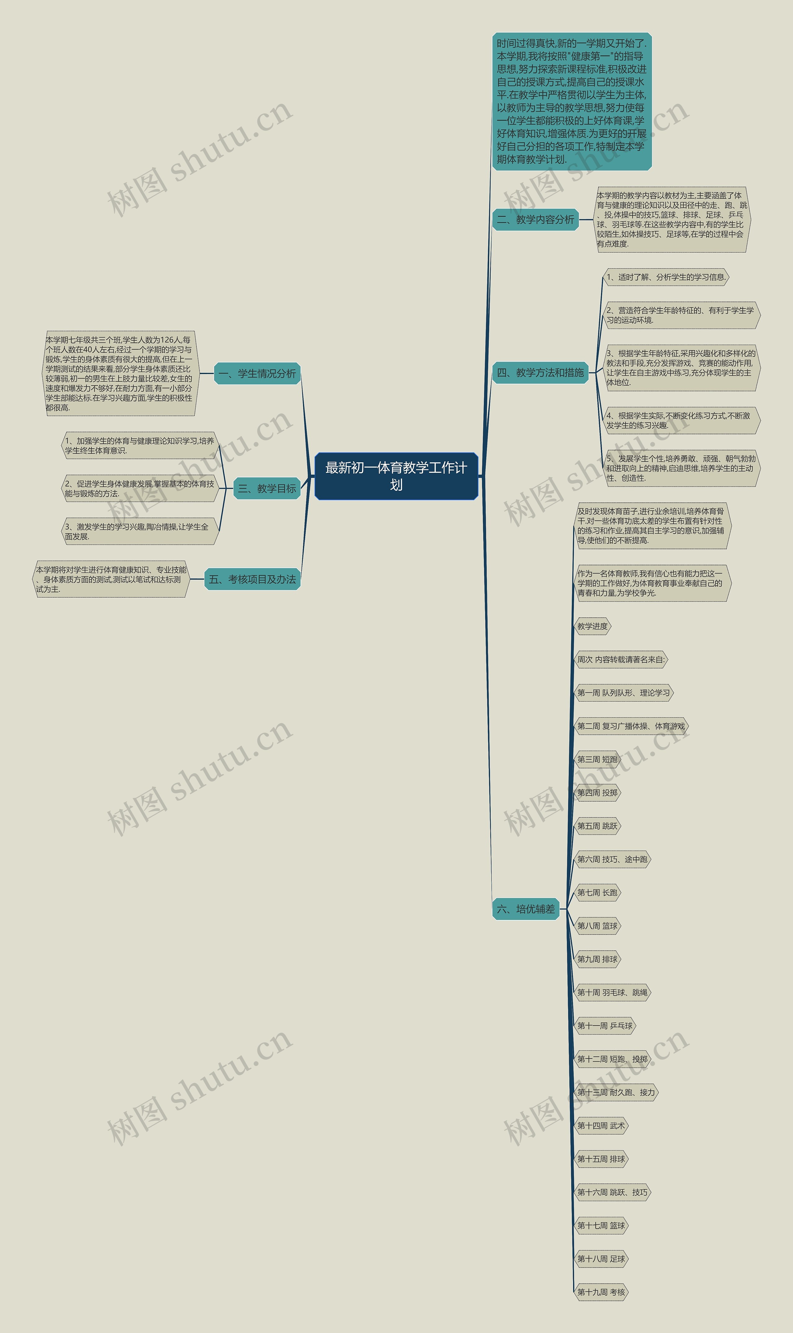 最新初一体育教学工作计划思维导图