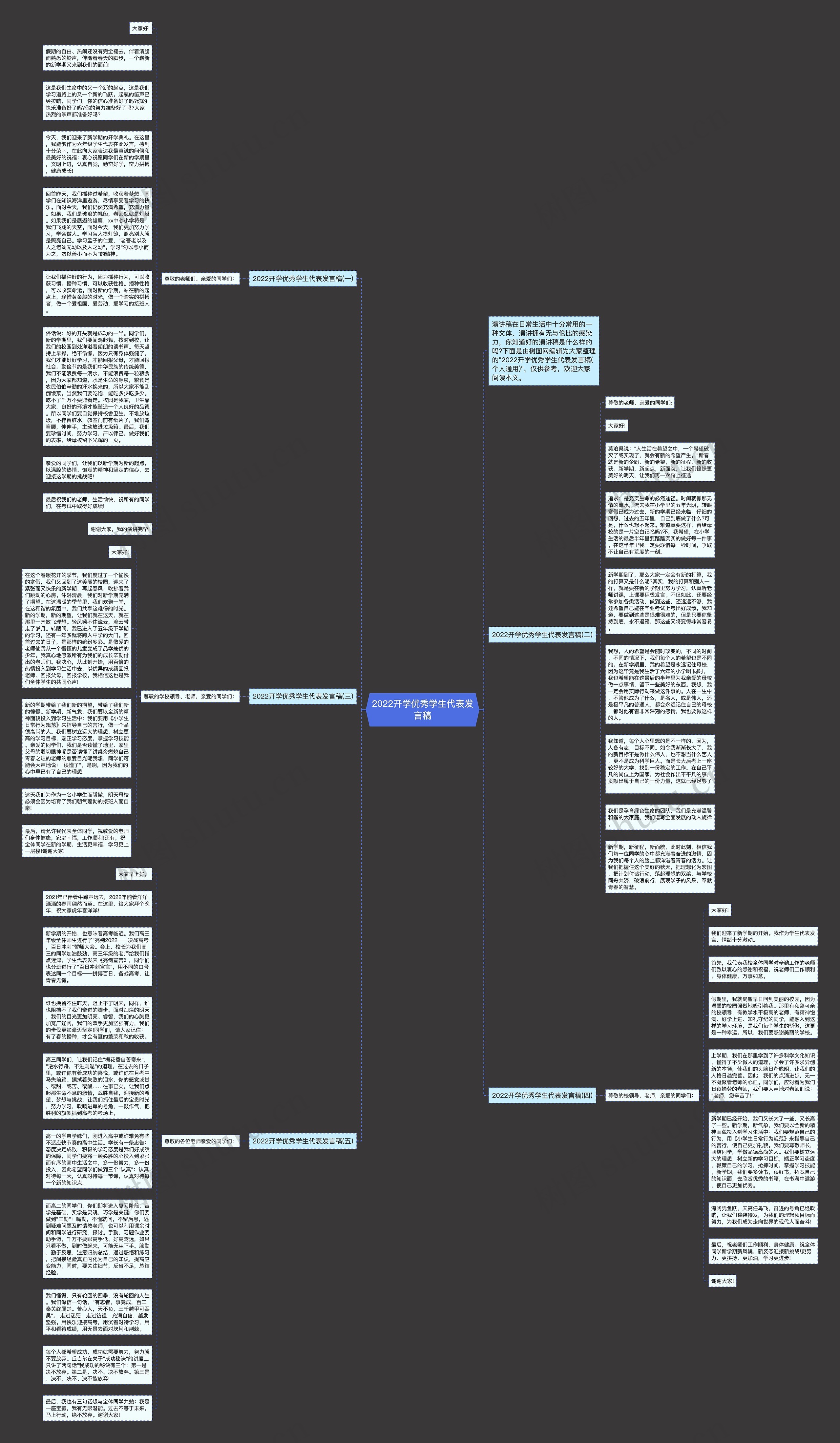 2022开学优秀学生代表发言稿思维导图