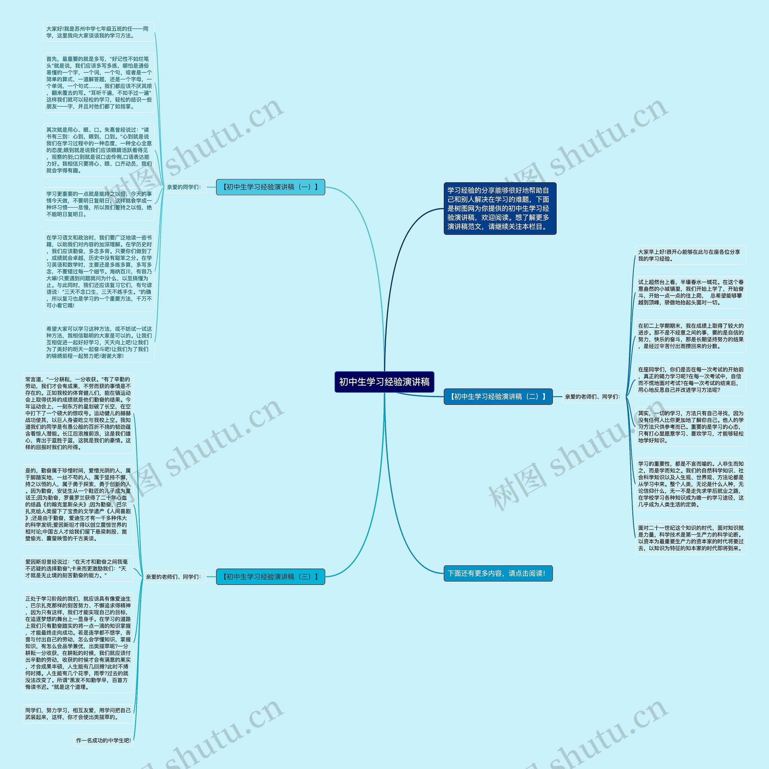 初中生学习经验演讲稿思维导图