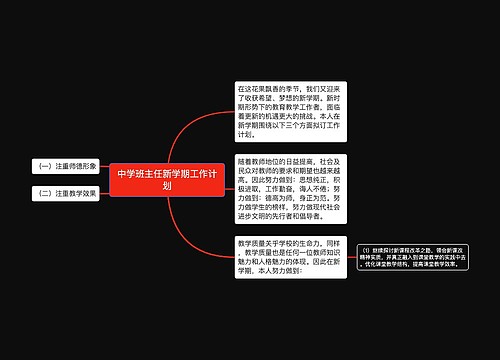 中学班主任新学期工作计划