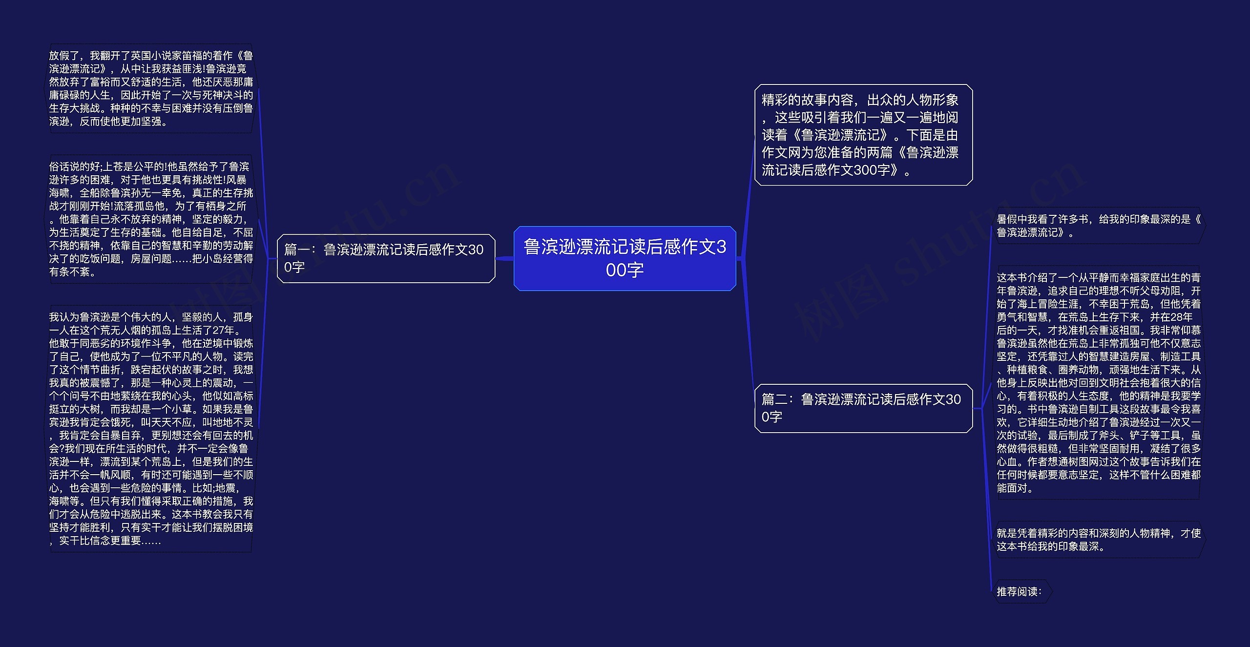 鲁滨逊漂流记读后感作文300字思维导图