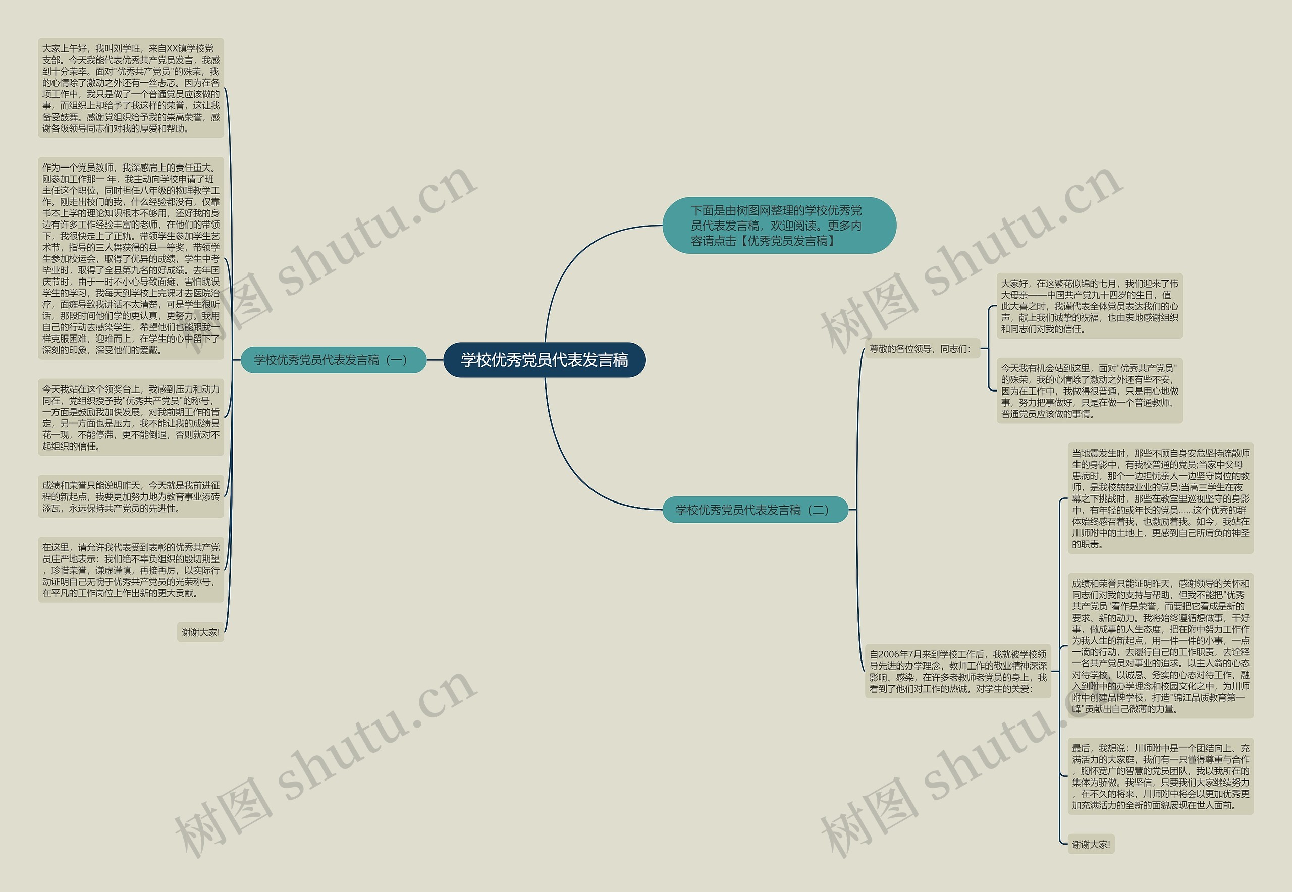 学校优秀党员代表发言稿思维导图