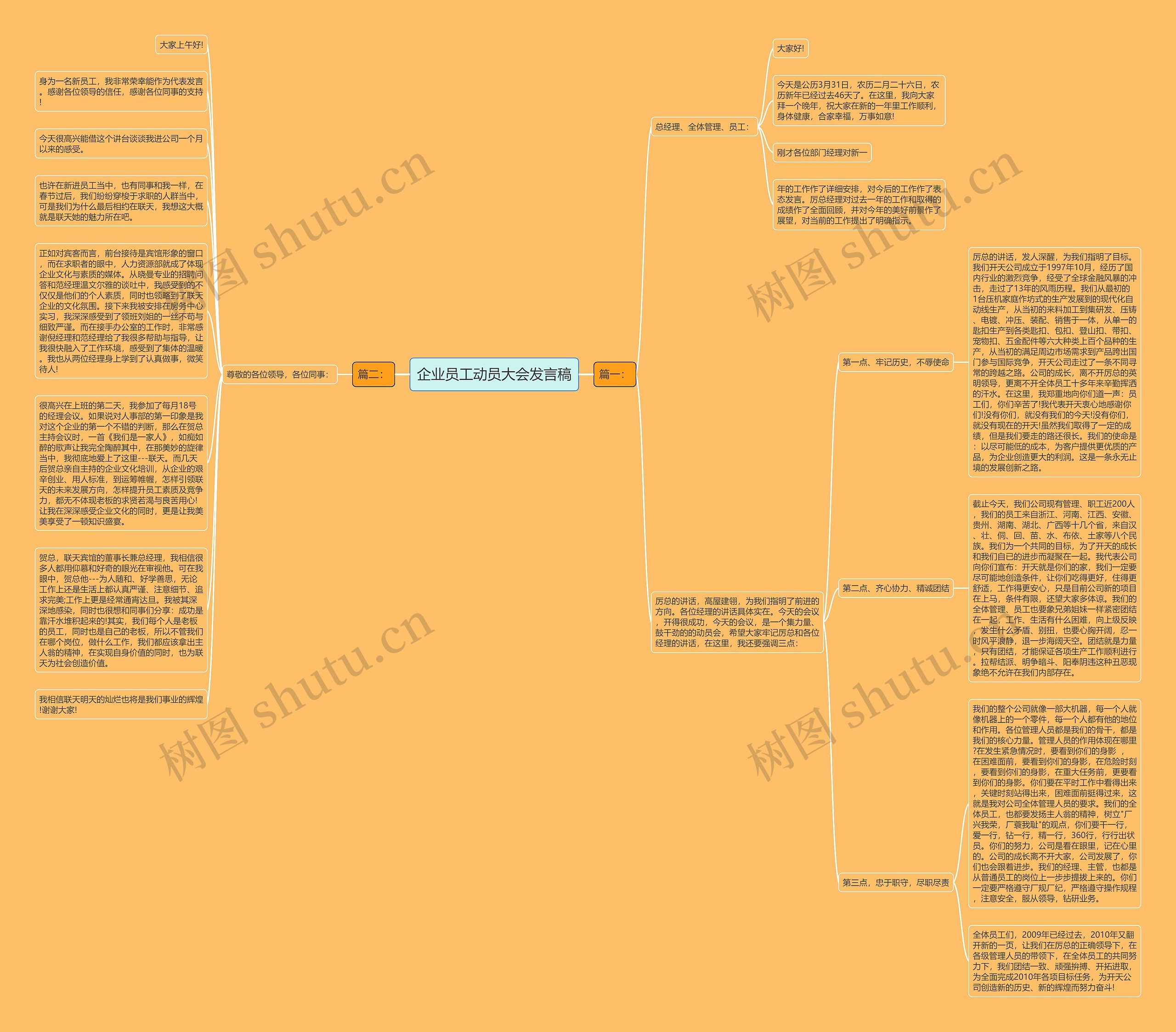 企业员工动员大会发言稿思维导图