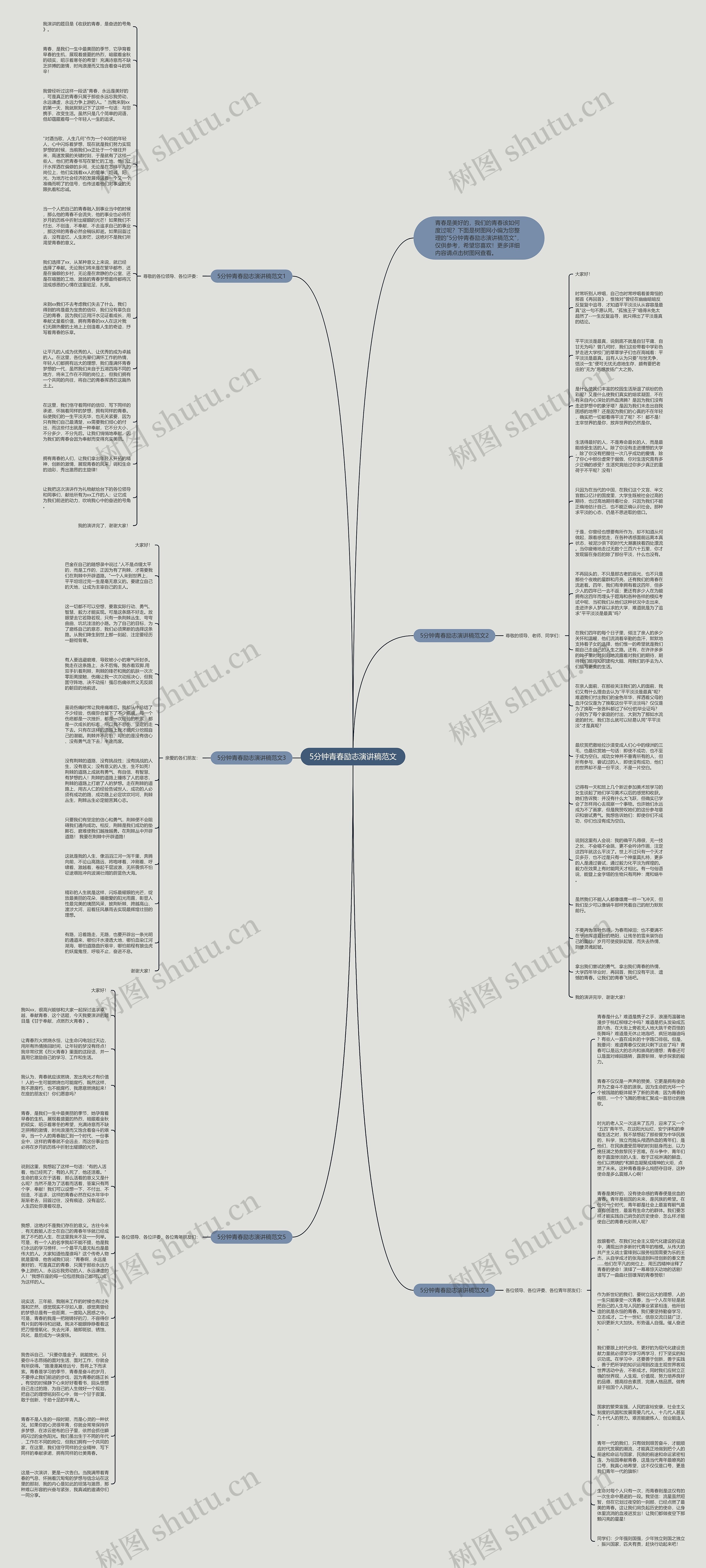 5分钟青春励志演讲稿范文思维导图