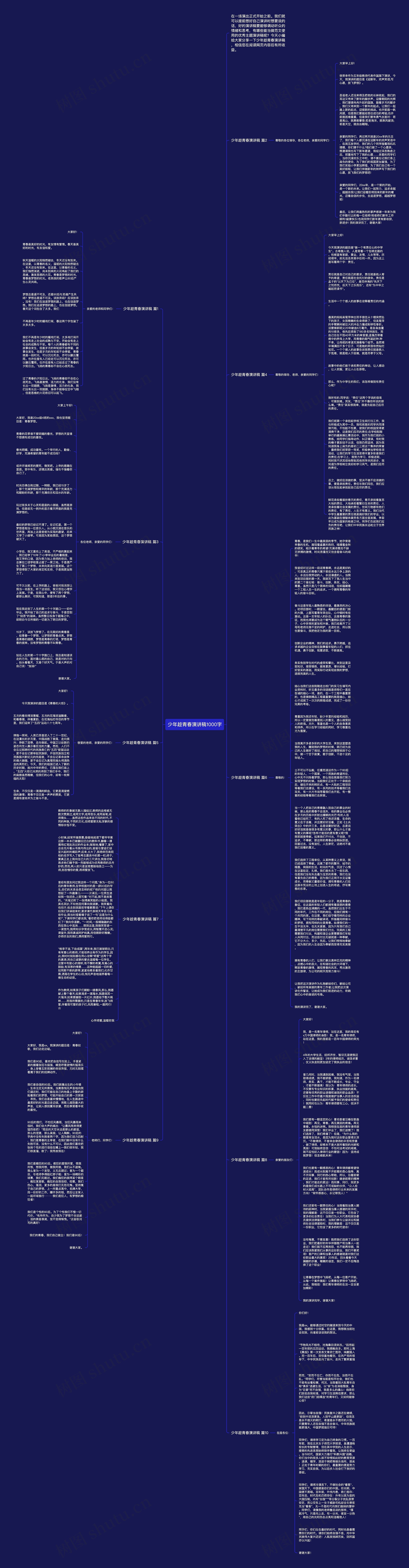 少年趁青春演讲稿1000字思维导图