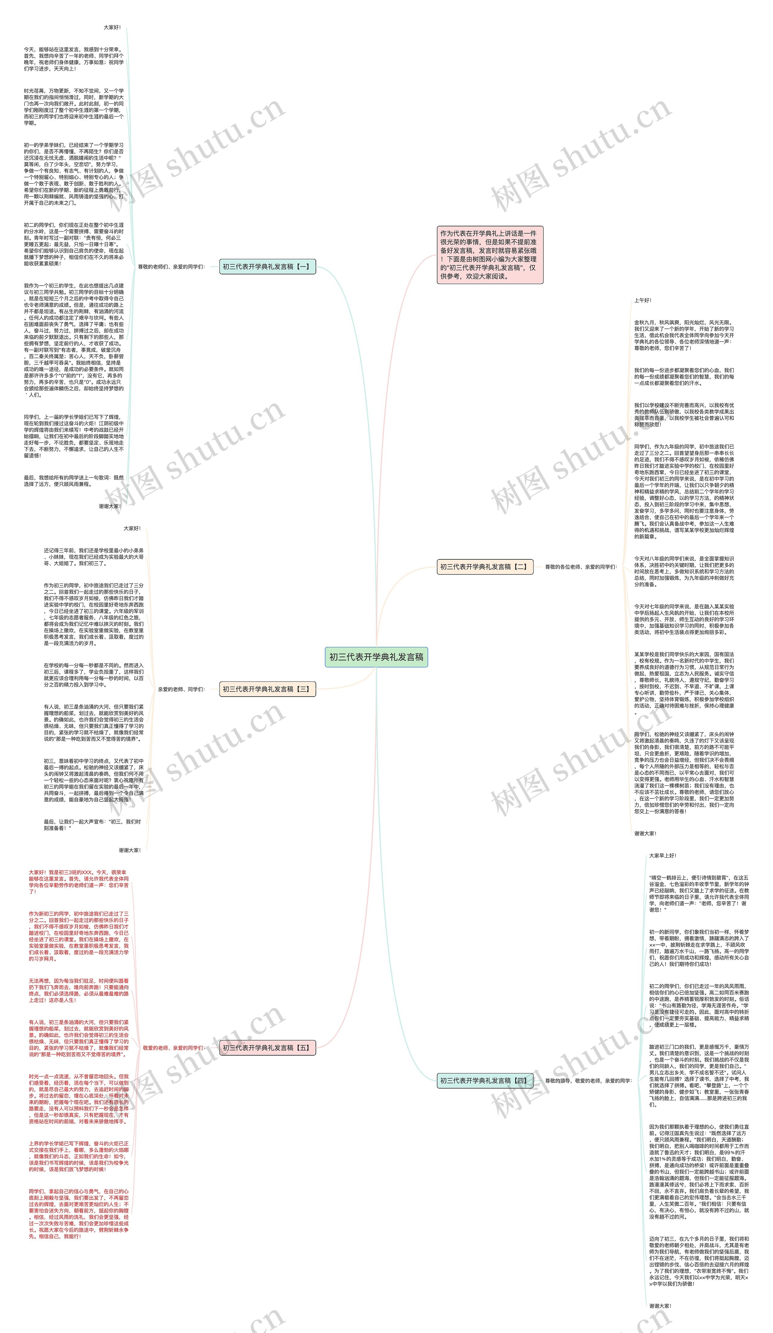 初三代表开学典礼发言稿思维导图