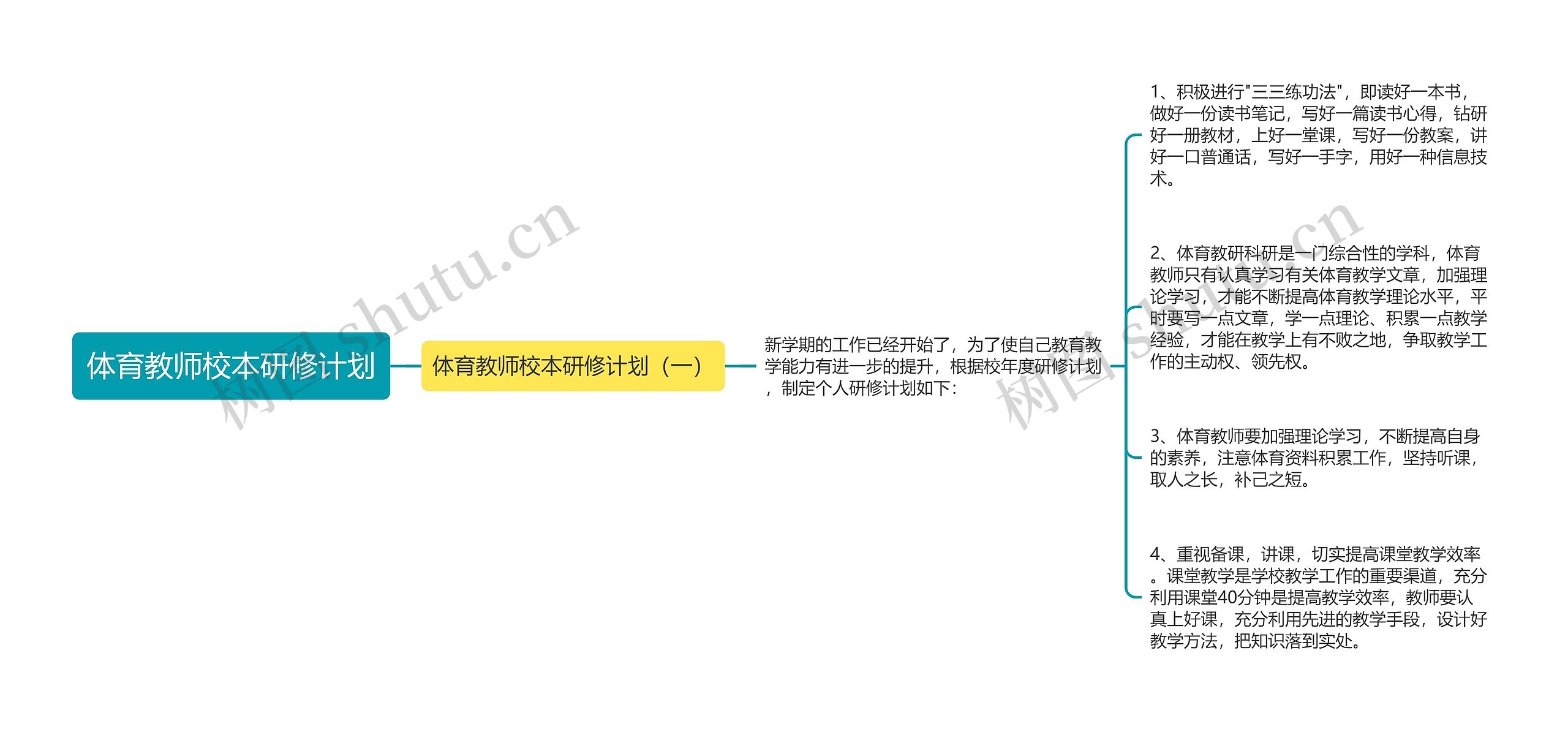 体育教师校本研修计划思维导图