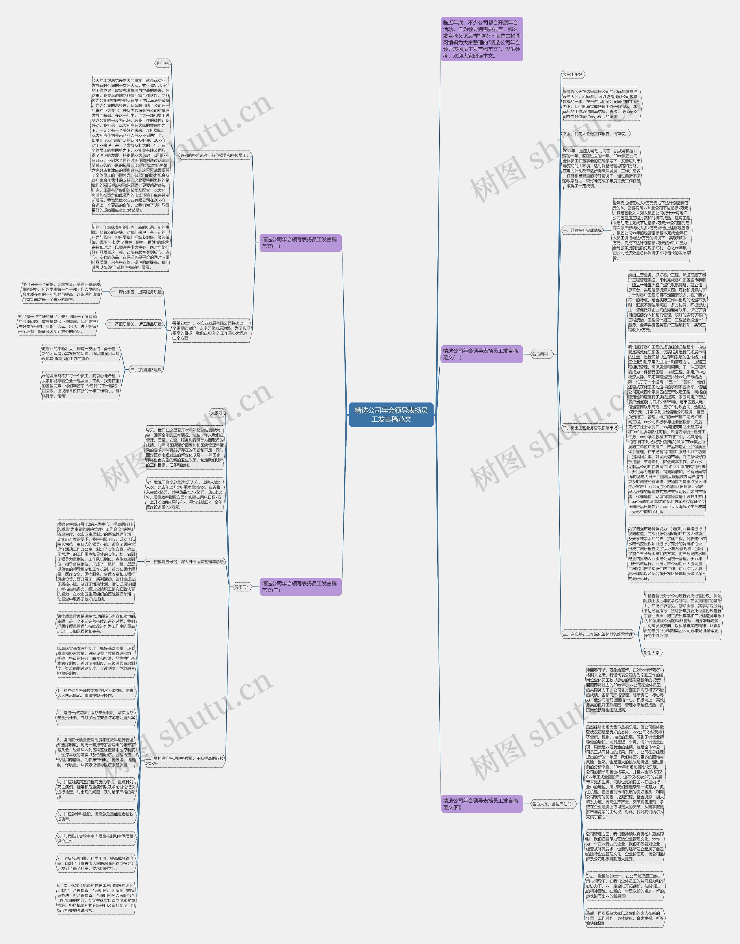 精选公司年会领导表扬员工发言稿范文思维导图
