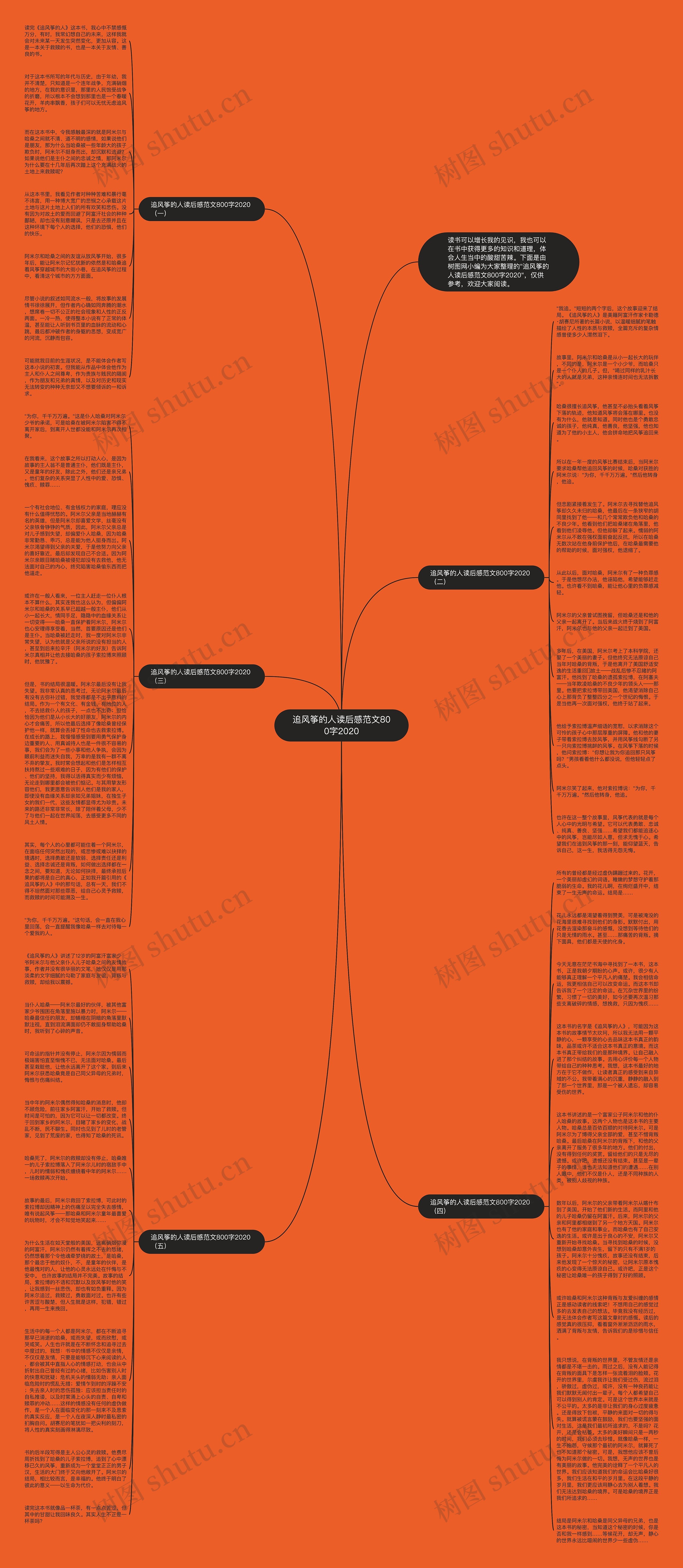追风筝的人读后感范文800字2020思维导图