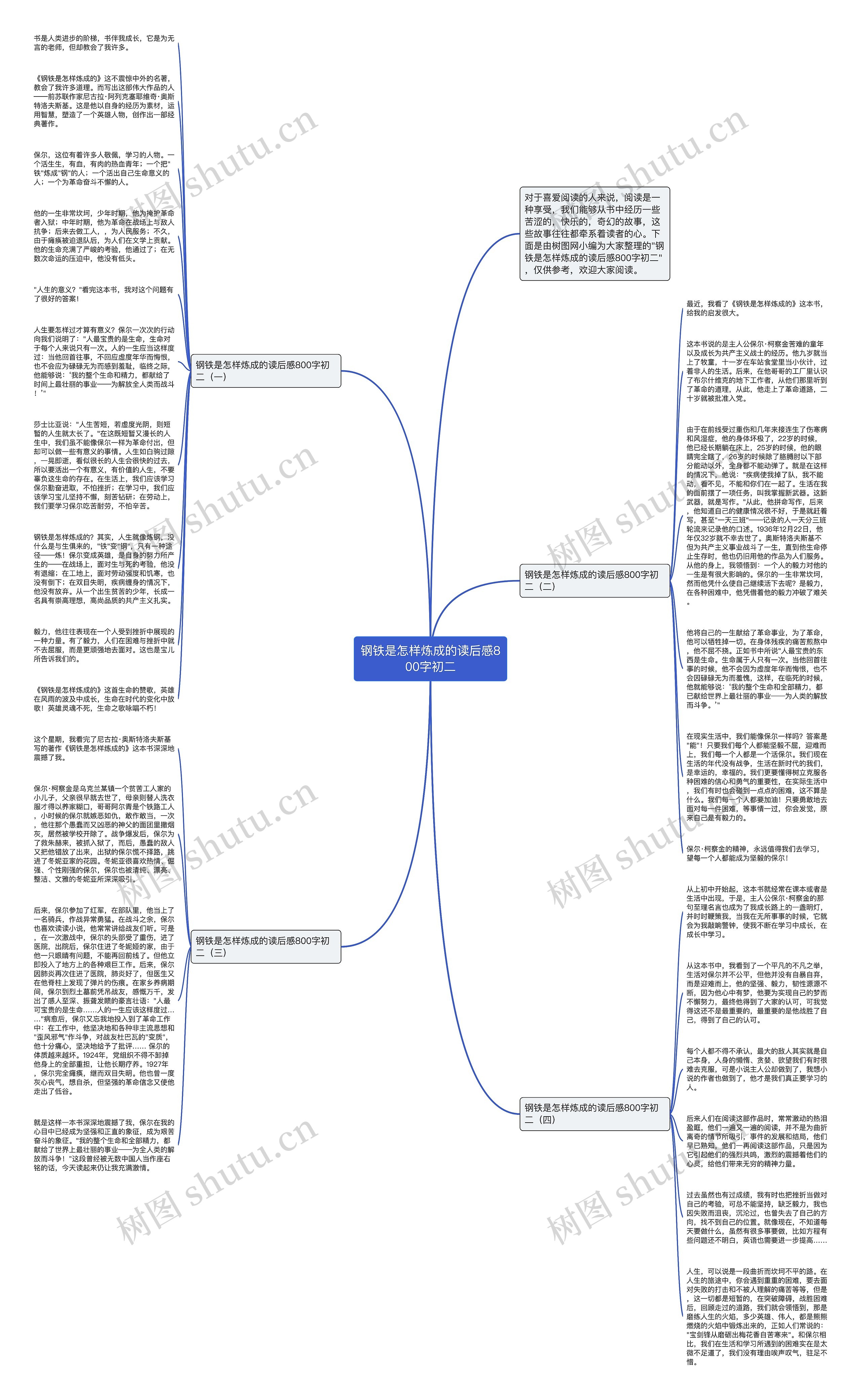 钢铁是怎样炼成的读后感800字初二思维导图