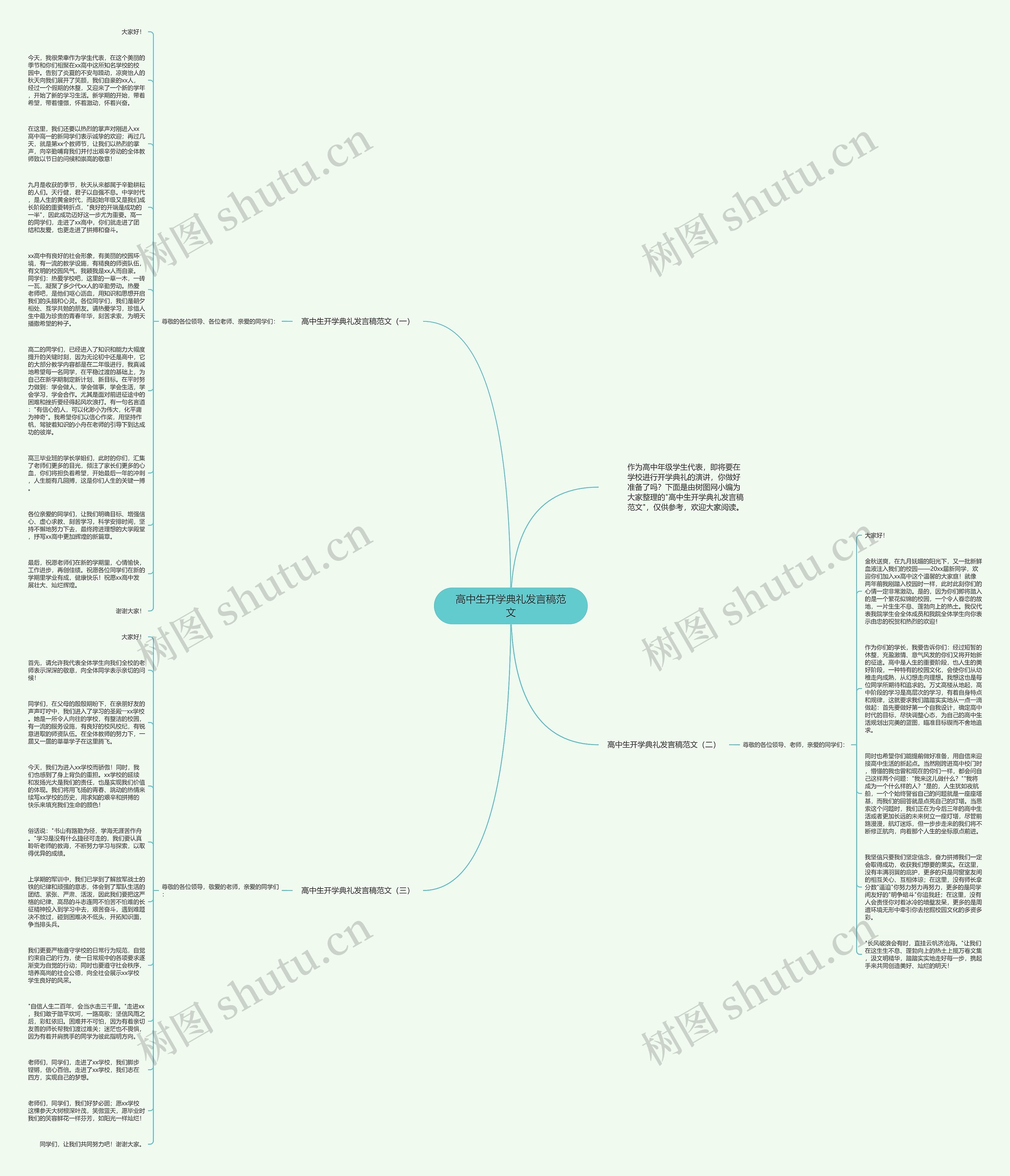 高中生开学典礼发言稿范文思维导图