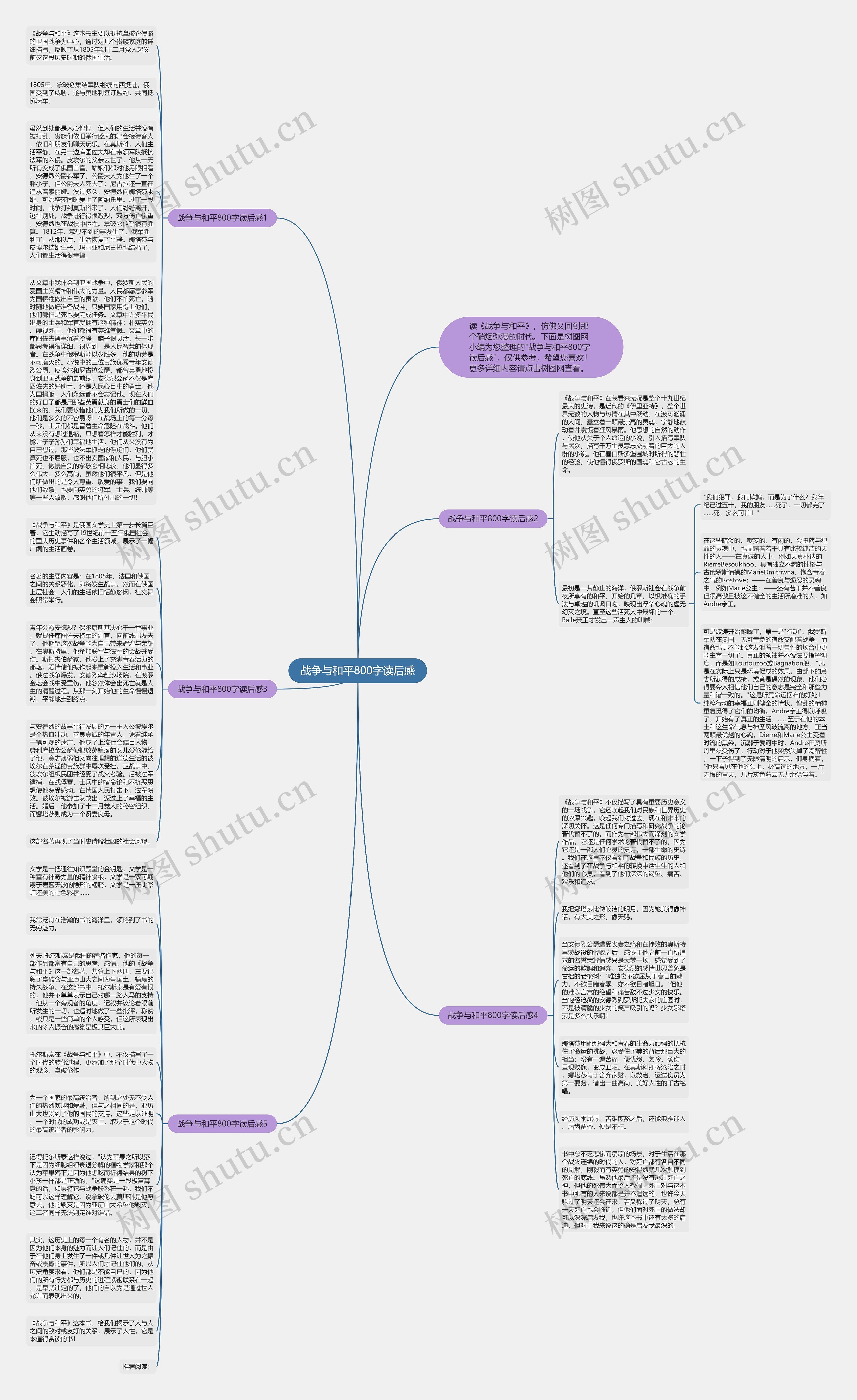 战争与和平800字读后感思维导图
