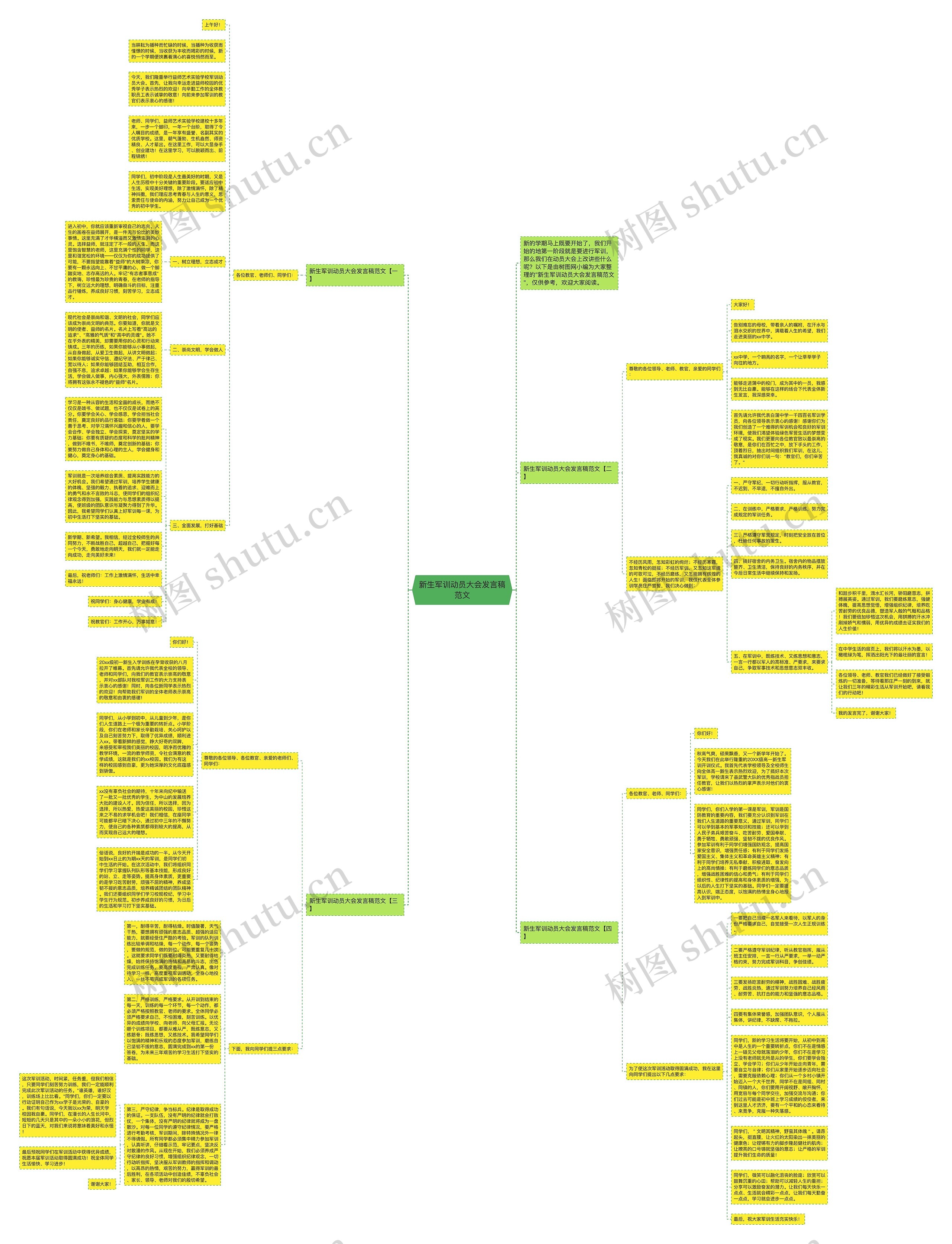 新生军训动员大会发言稿范文思维导图