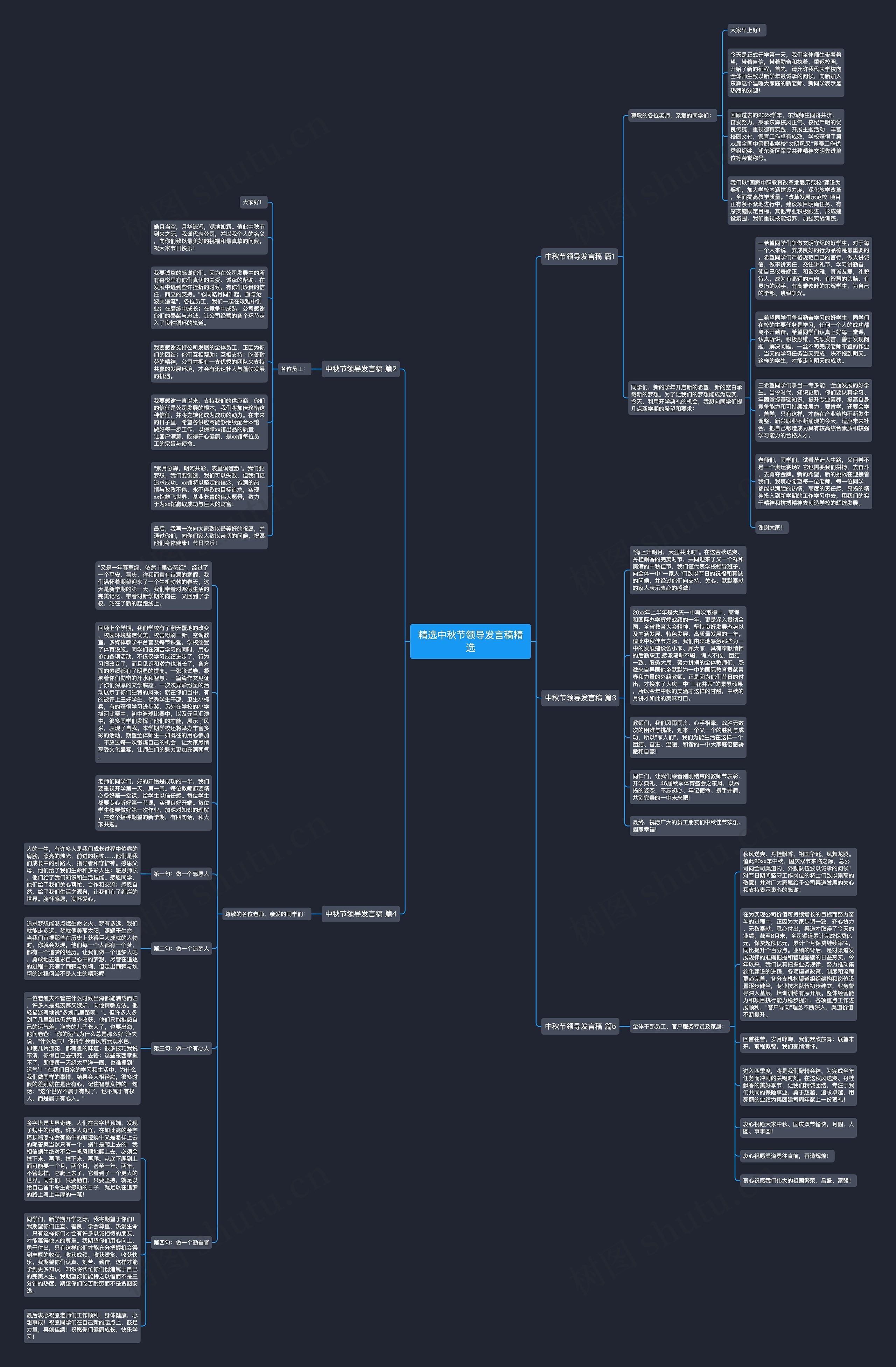精选中秋节领导发言稿精选思维导图