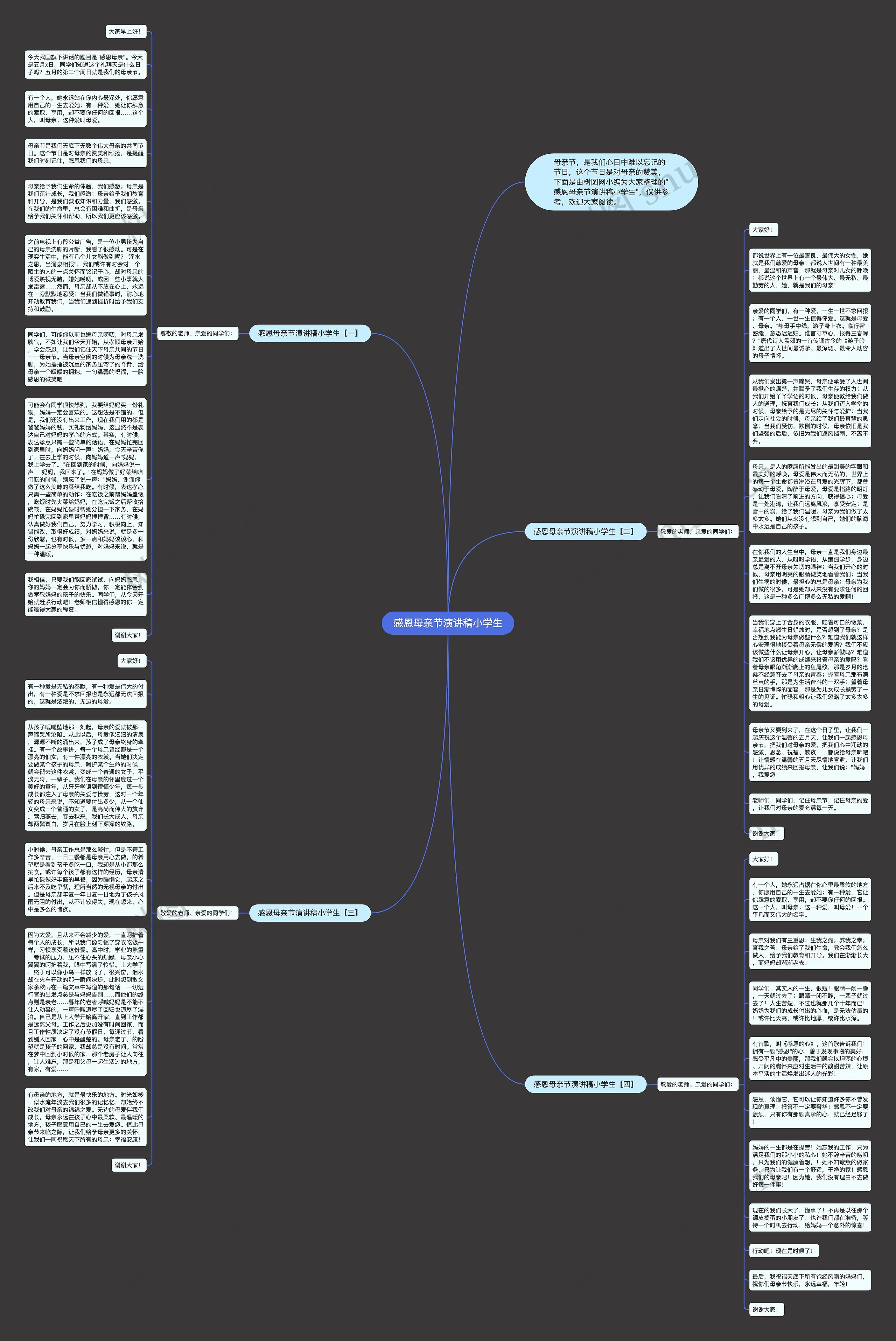 感恩母亲节演讲稿小学生思维导图
