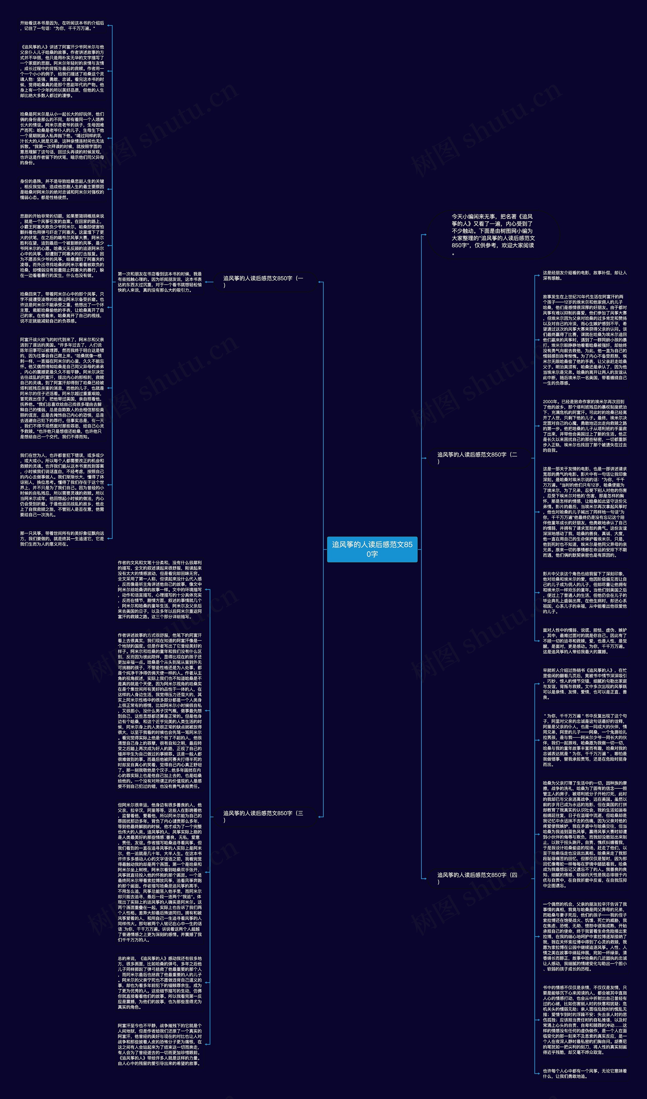 追风筝的人读后感范文850字思维导图