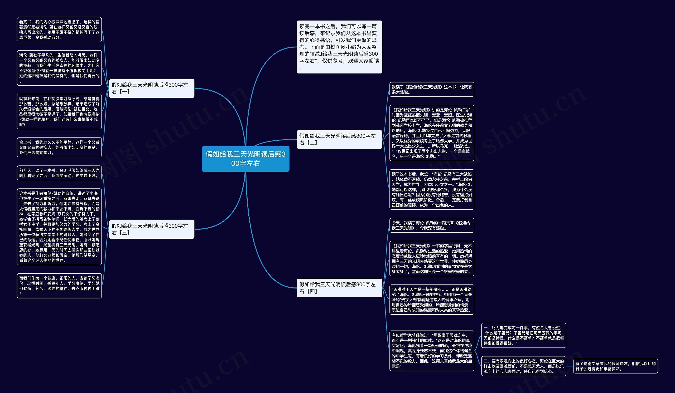 假如给我三天光明读后感300字左右思维导图