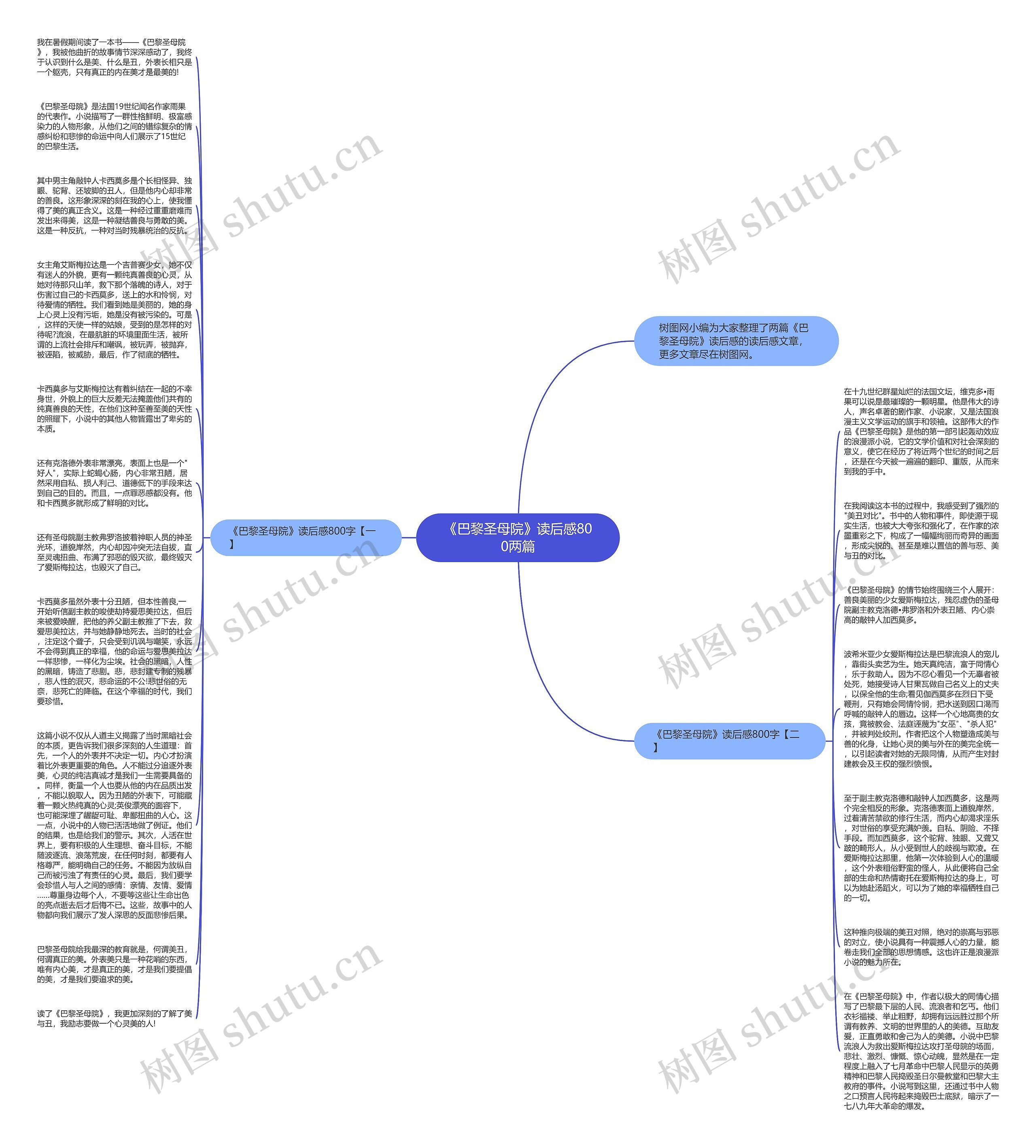 《巴黎圣母院》读后感800两篇思维导图