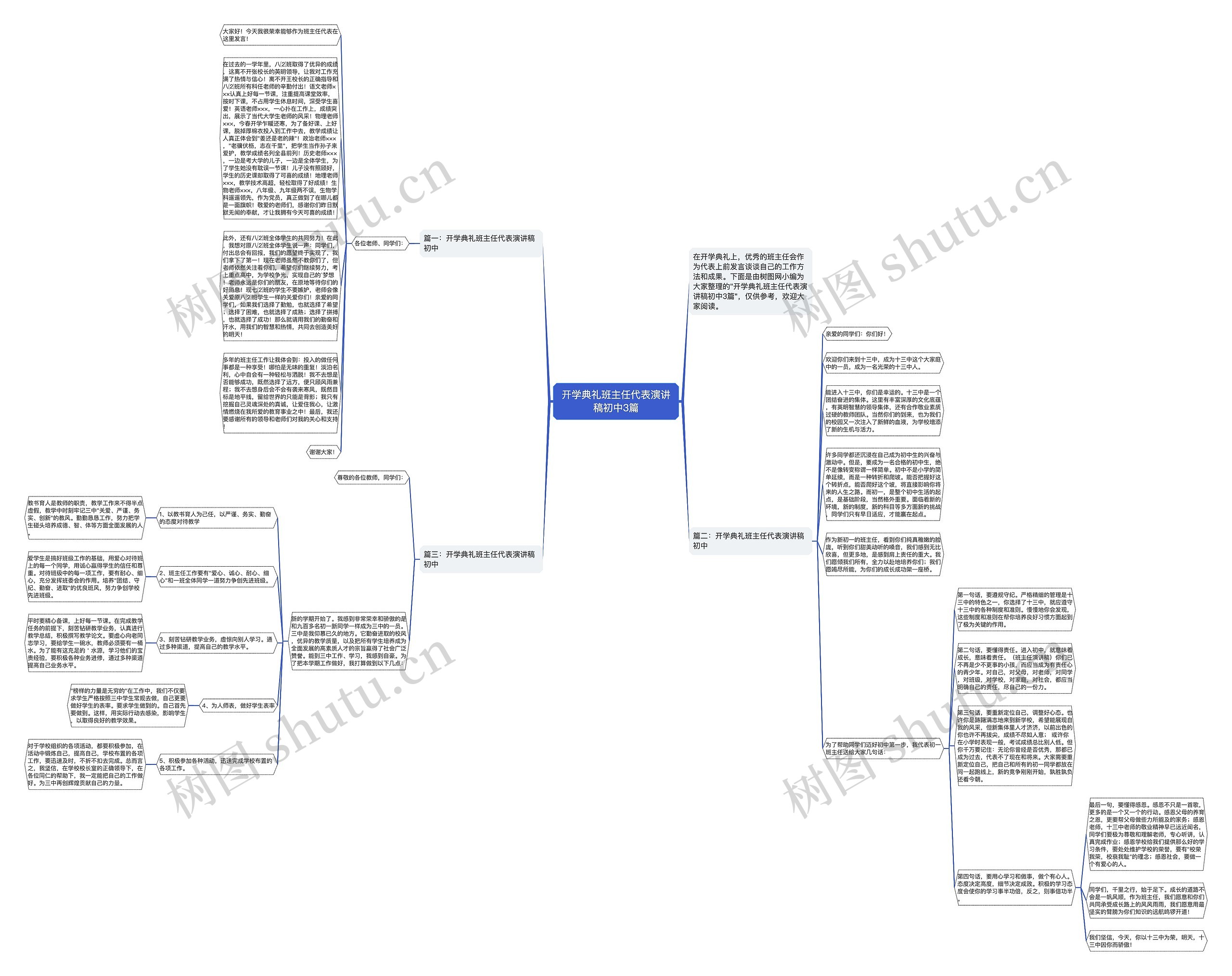 开学典礼班主任代表演讲稿初中3篇思维导图