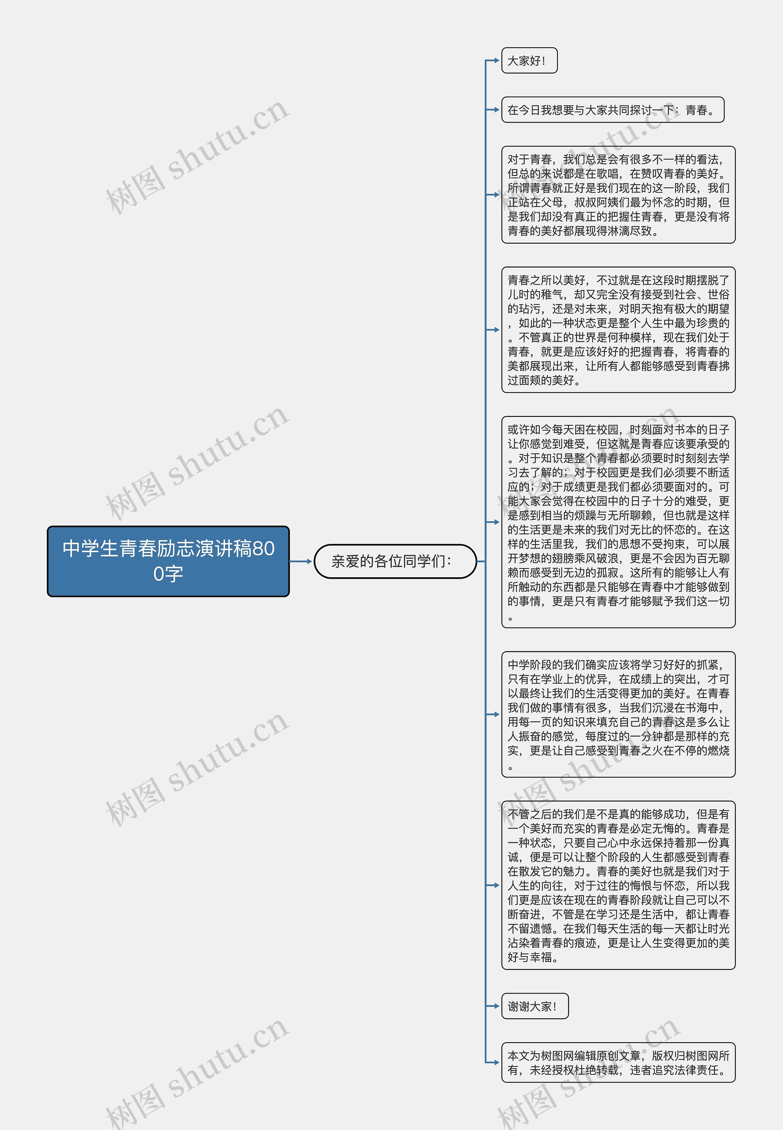 中学生青春励志演讲稿800字思维导图