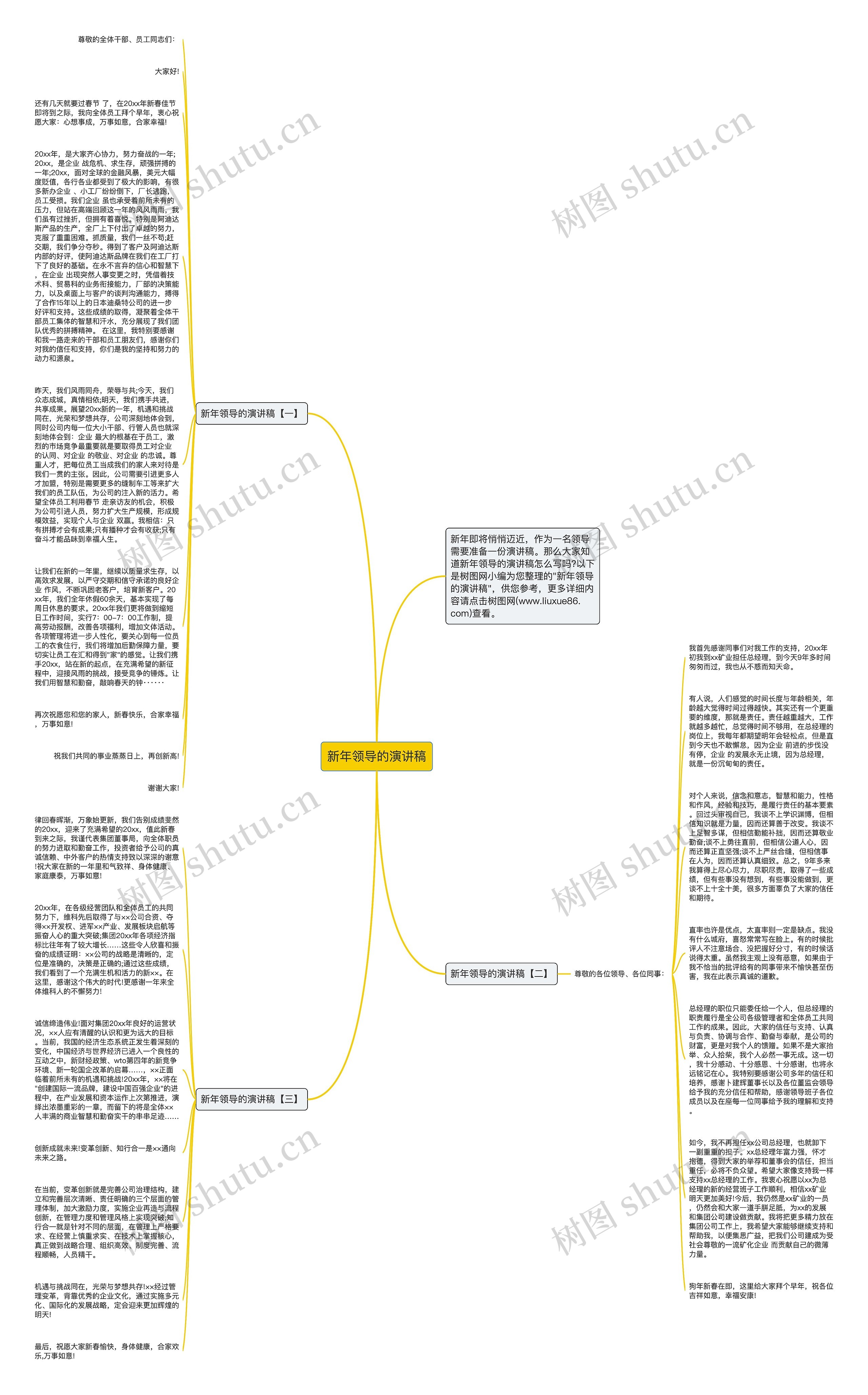 新年领导的演讲稿思维导图