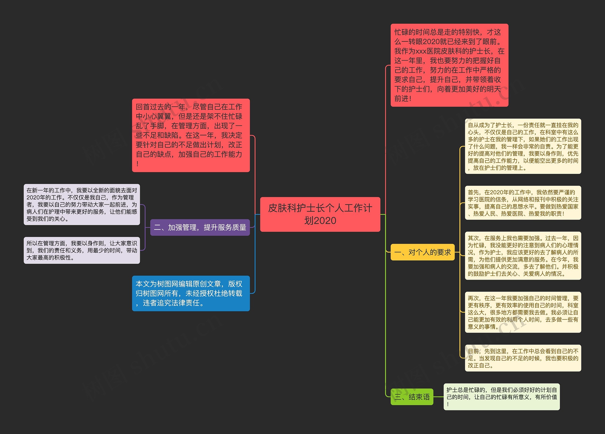 皮肤科护士长个人工作计划2020思维导图