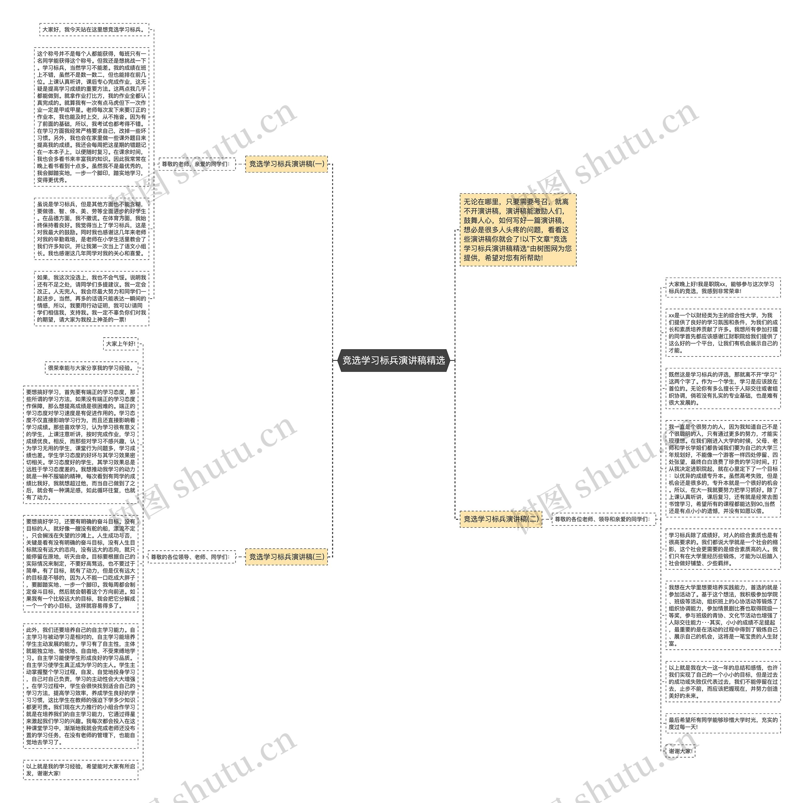 竞选学习标兵演讲稿精选思维导图