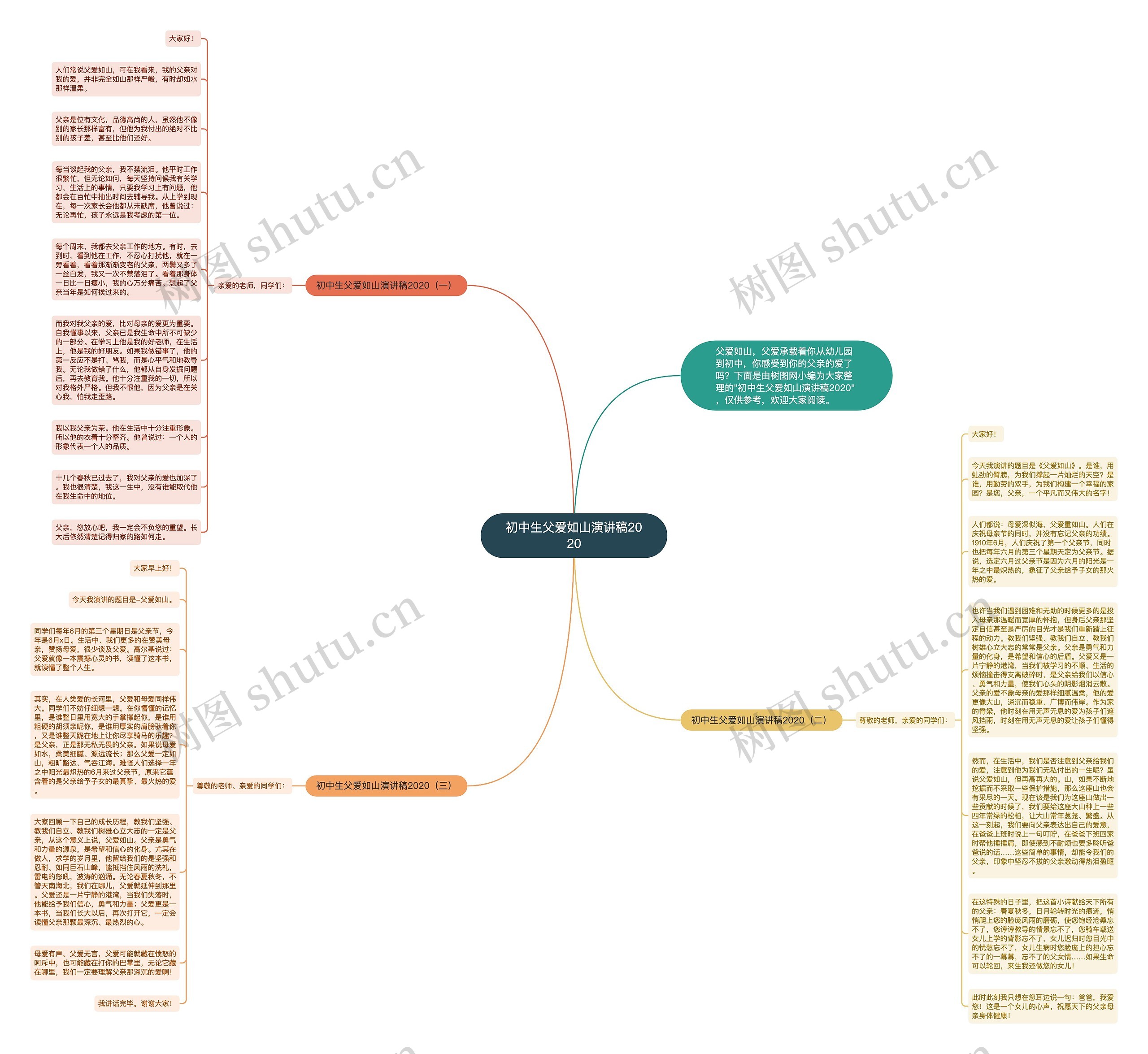 初中生父爱如山演讲稿2020思维导图