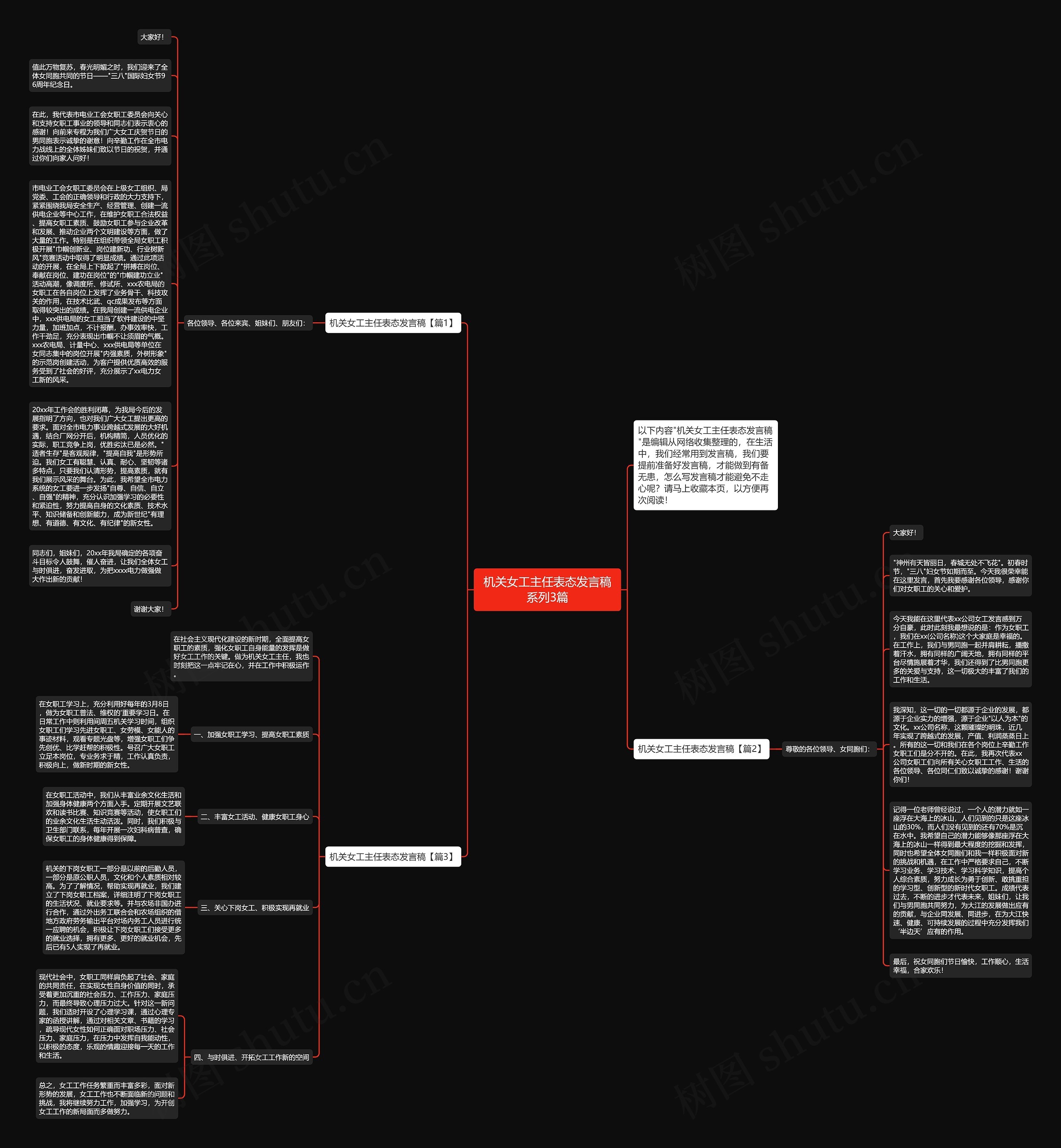 机关女工主任表态发言稿系列3篇思维导图