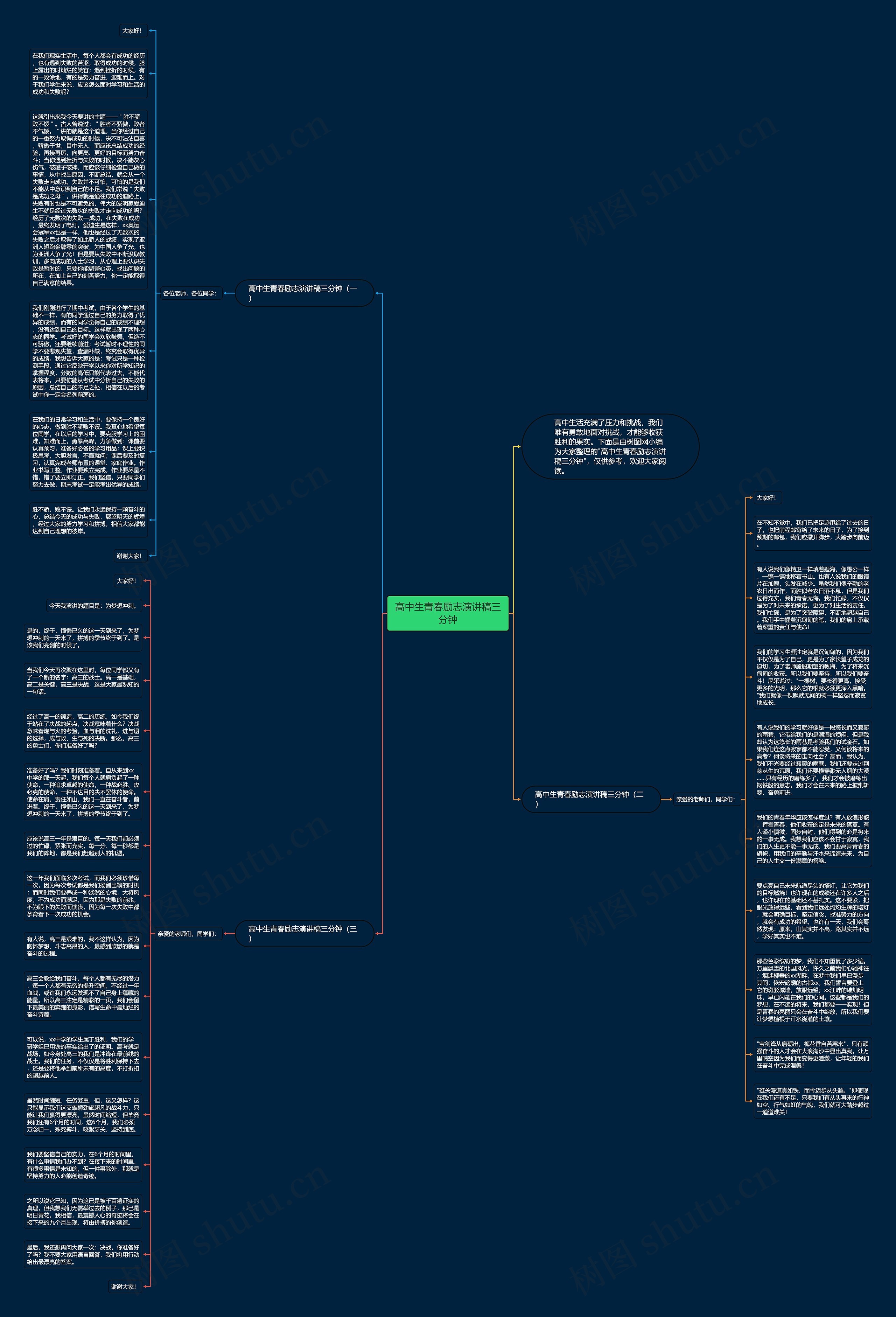 高中生青春励志演讲稿三分钟思维导图
