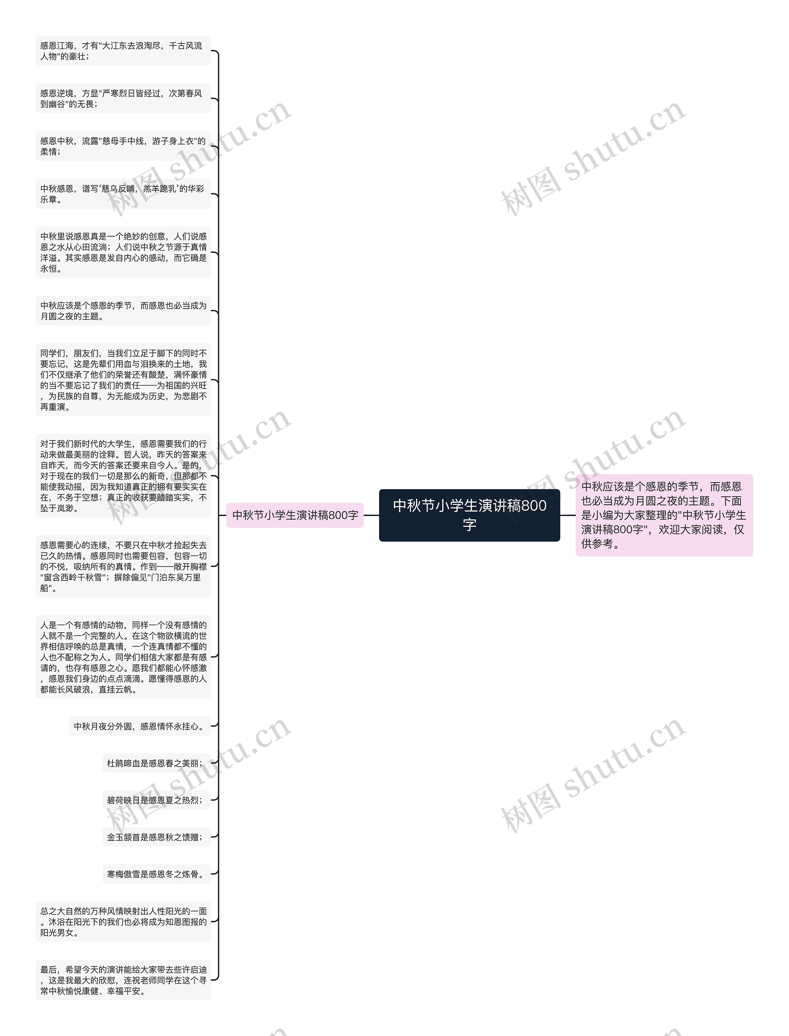 中秋节小学生演讲稿800字思维导图