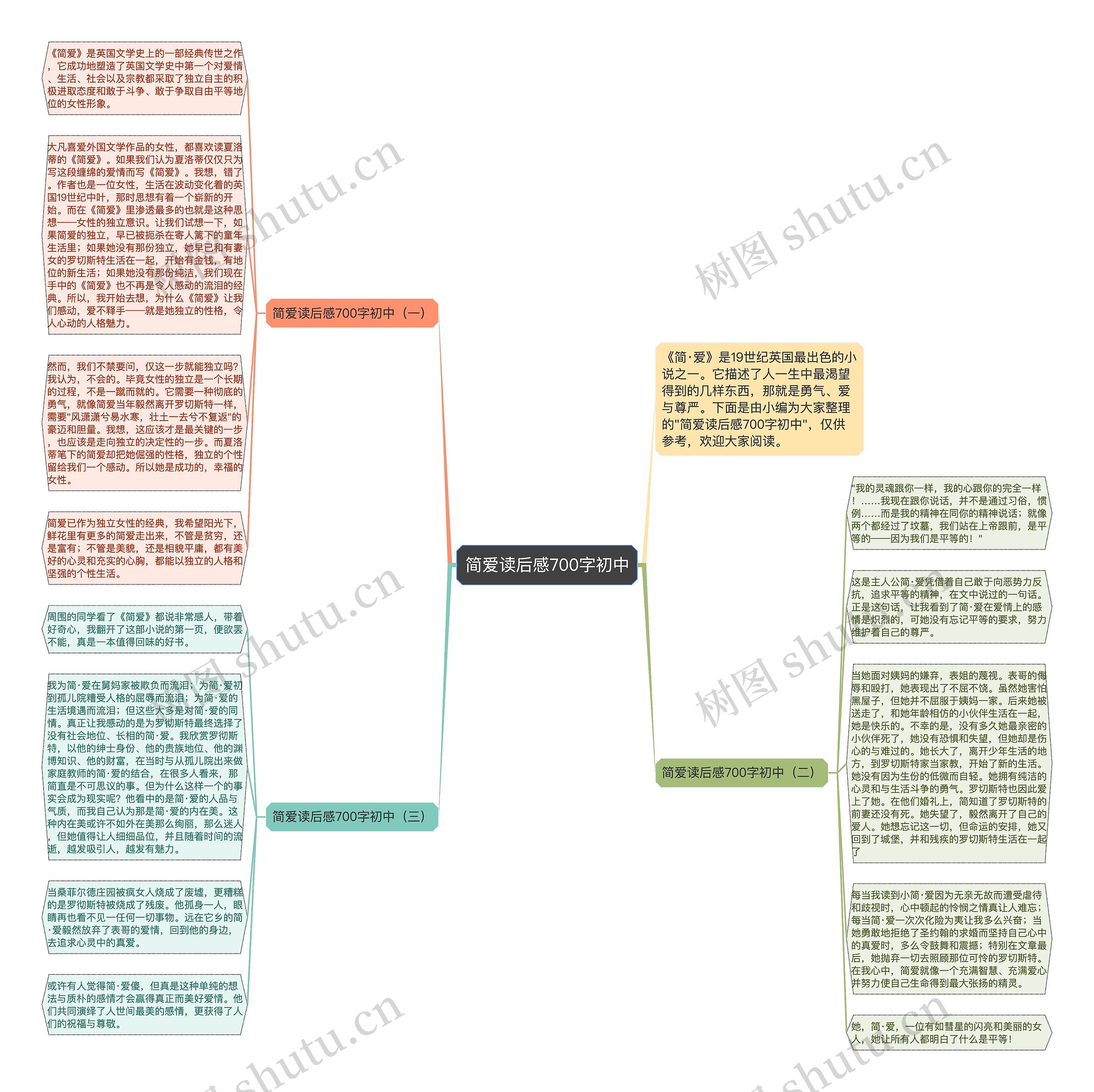 简爱读后感700字初中思维导图