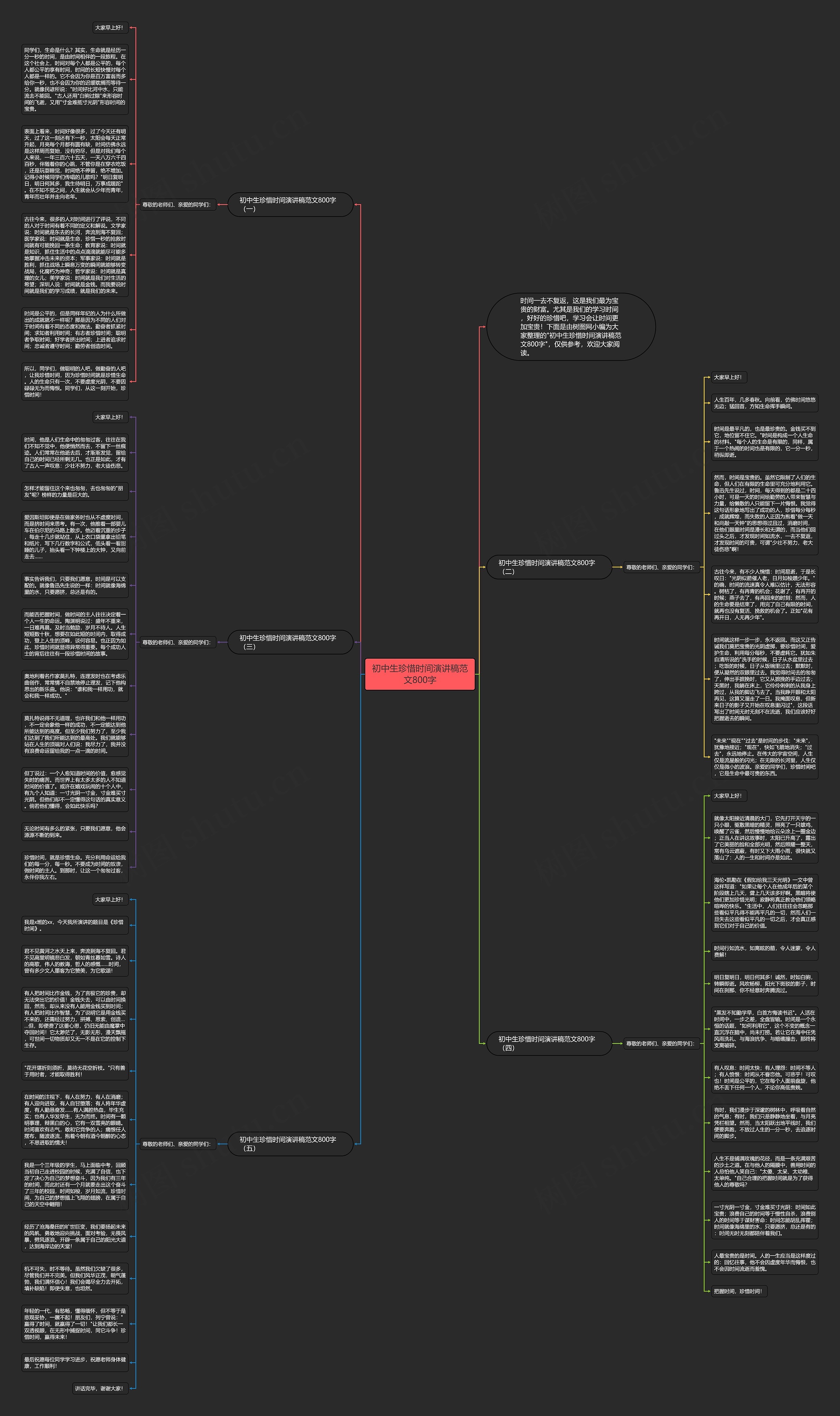 初中生珍惜时间演讲稿范文800字思维导图