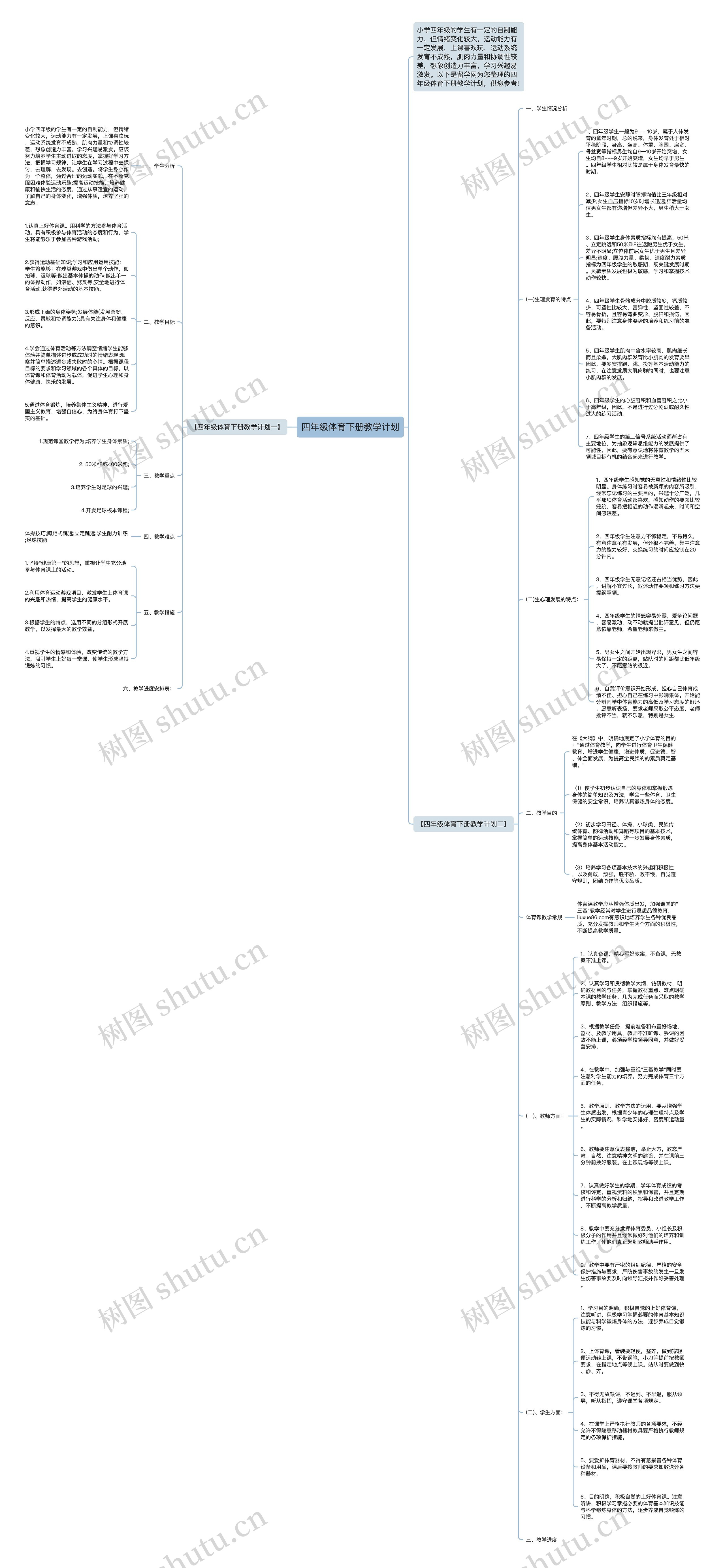 四年级体育下册教学计划思维导图