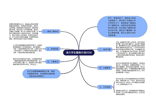 准大学生暑假计划2020