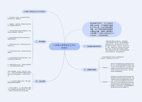 六年级小学班主任工作计划范文