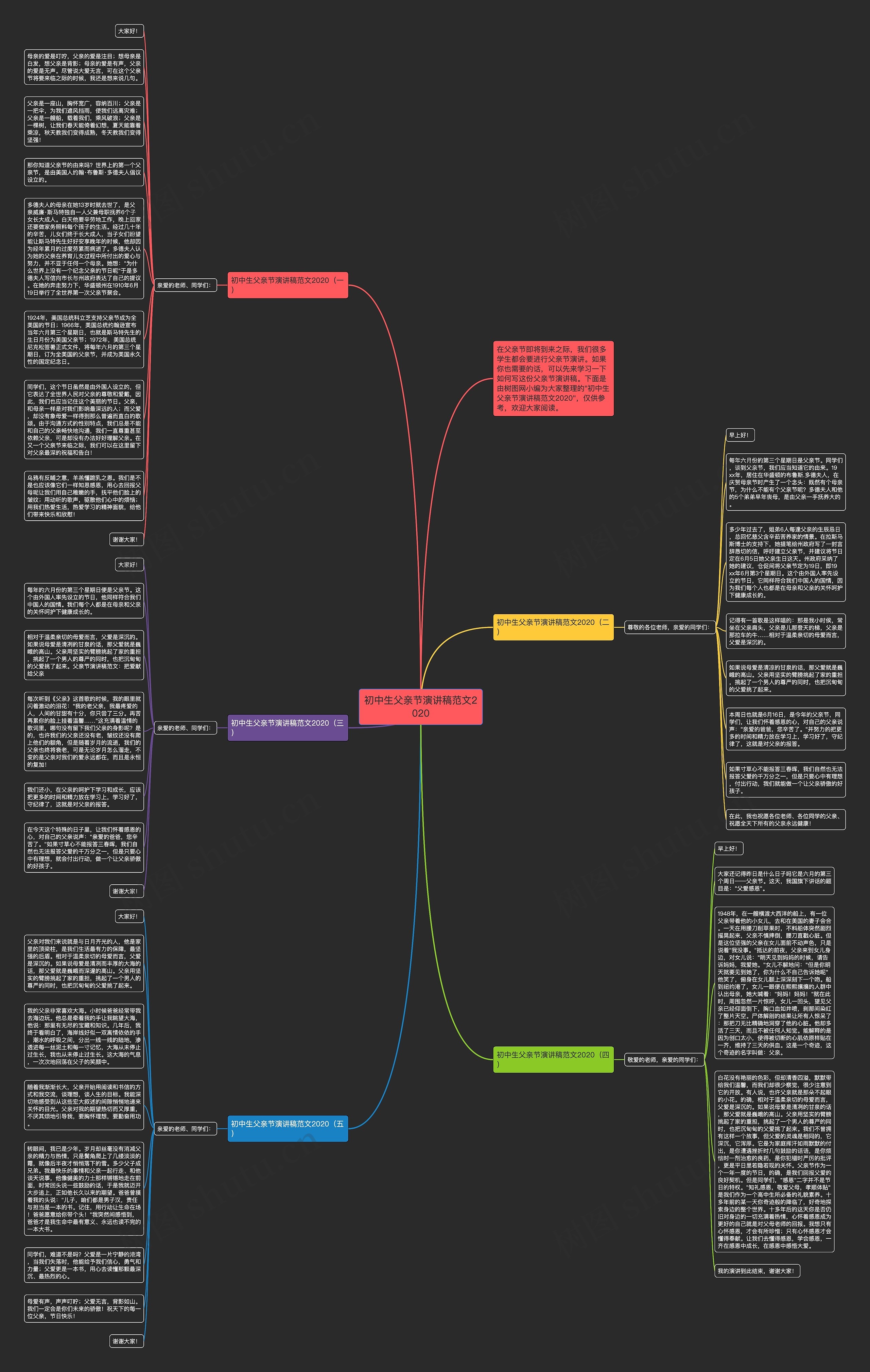 初中生父亲节演讲稿范文2020思维导图