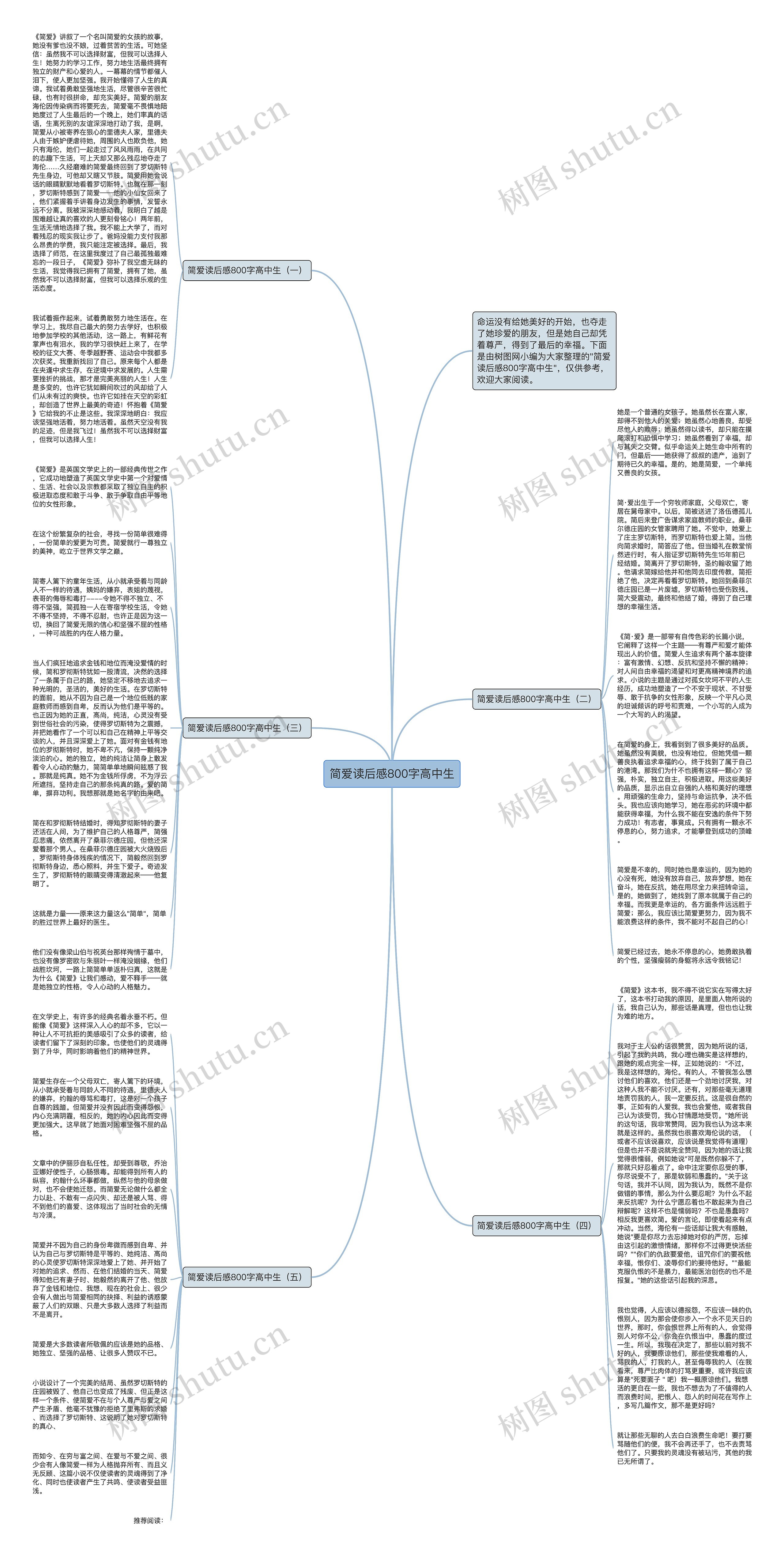简爱读后感800字高中生思维导图