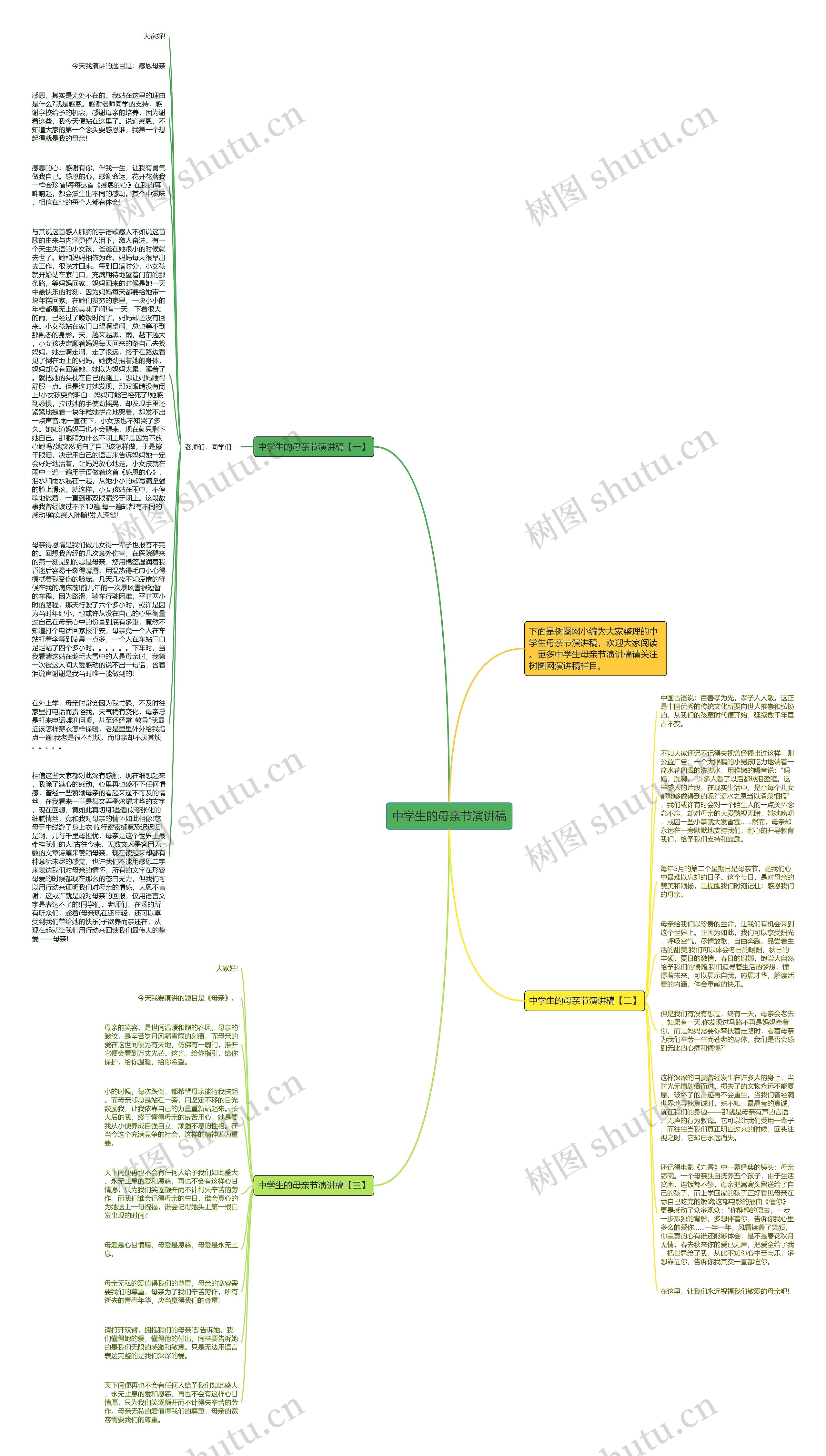 中学生的母亲节演讲稿思维导图