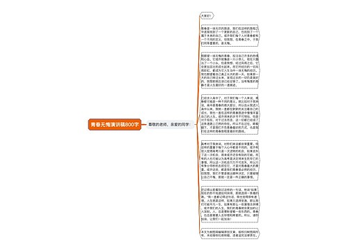 青春无悔演讲稿800字